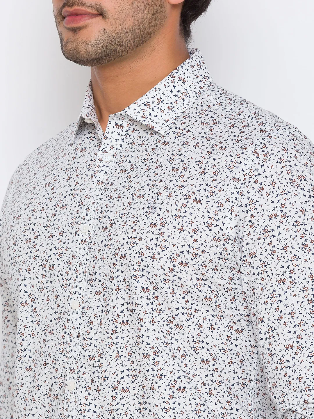 White Regular Fit Regular Collar Long Sleeves Cotton Men's Shirt by Being Human Clothing - Image 5