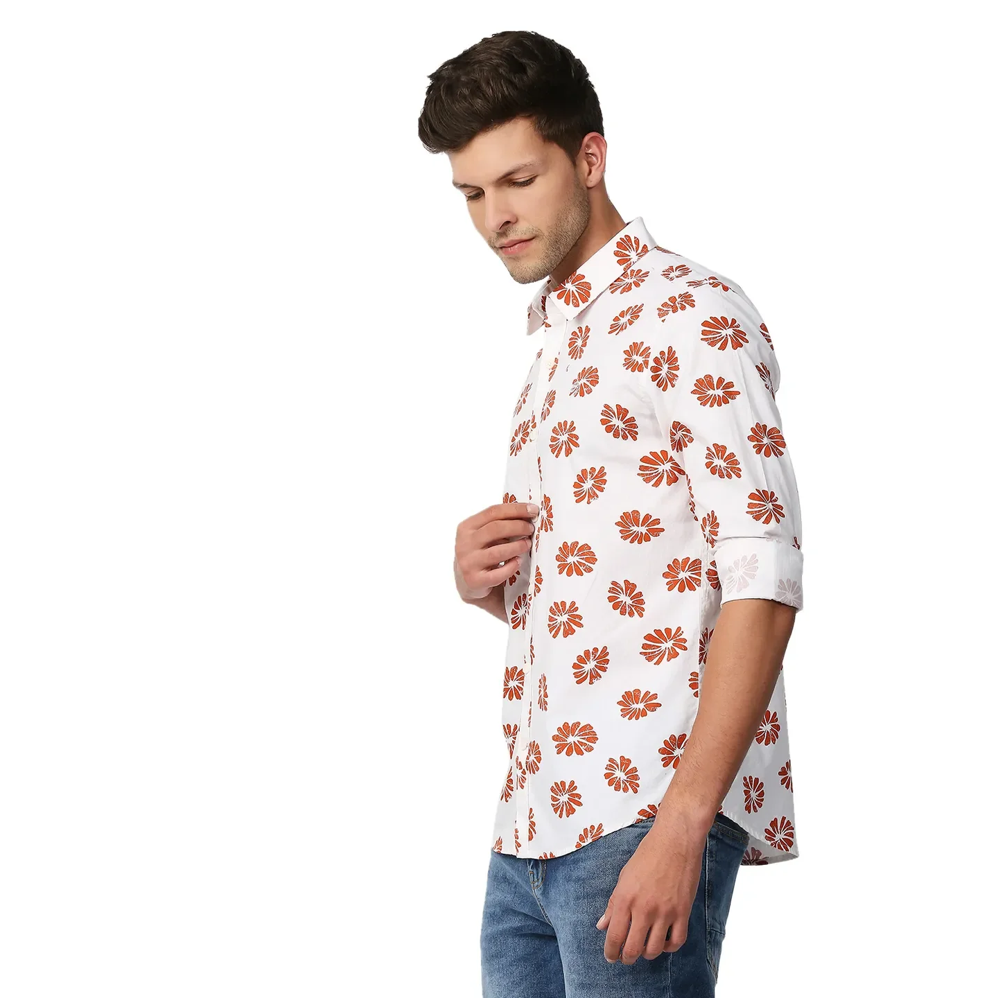 White Slim Straight Fit Regular Collar Long Sleeves Men's Shirt by Being Human Clothing - Image 2