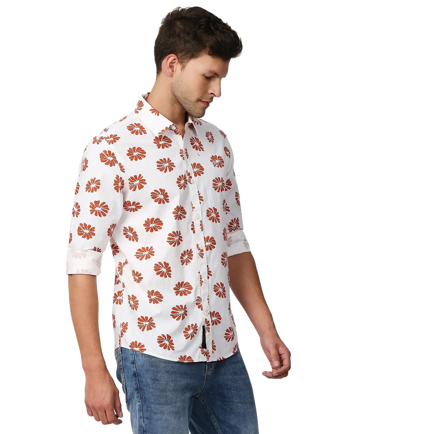 White Slim Straight Fit Regular Collar Long Sleeves Men's Shirt by Being Human Clothing - Image 3