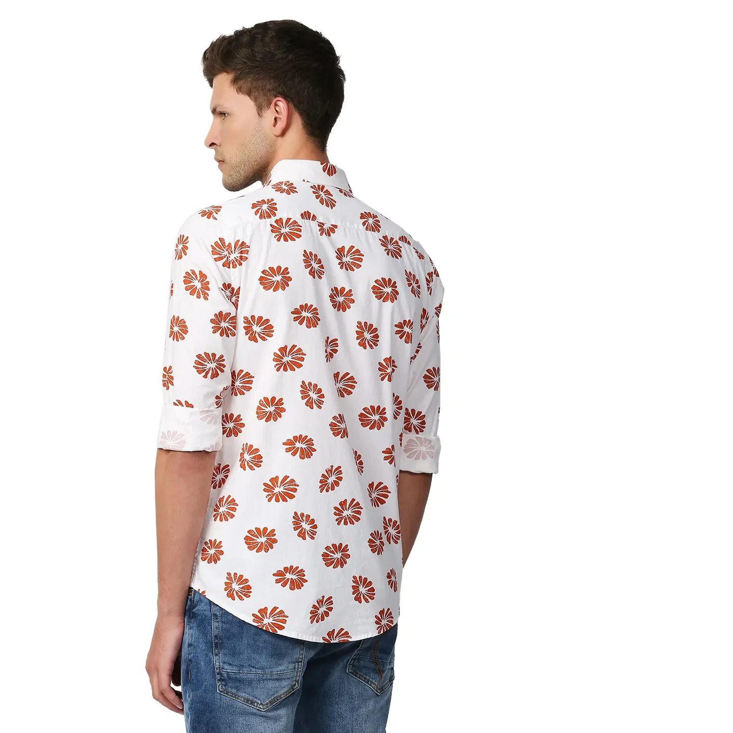 White Slim Straight Fit Regular Collar Long Sleeves Men's Shirt by Being Human Clothing - Image 4