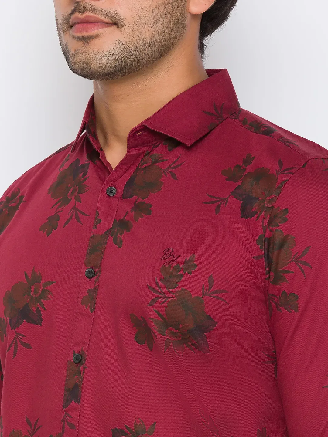 Red Regular Fit Regular Collar Long Sleeves Cotton Men's Shirt by Being Human Clothing - Image 5