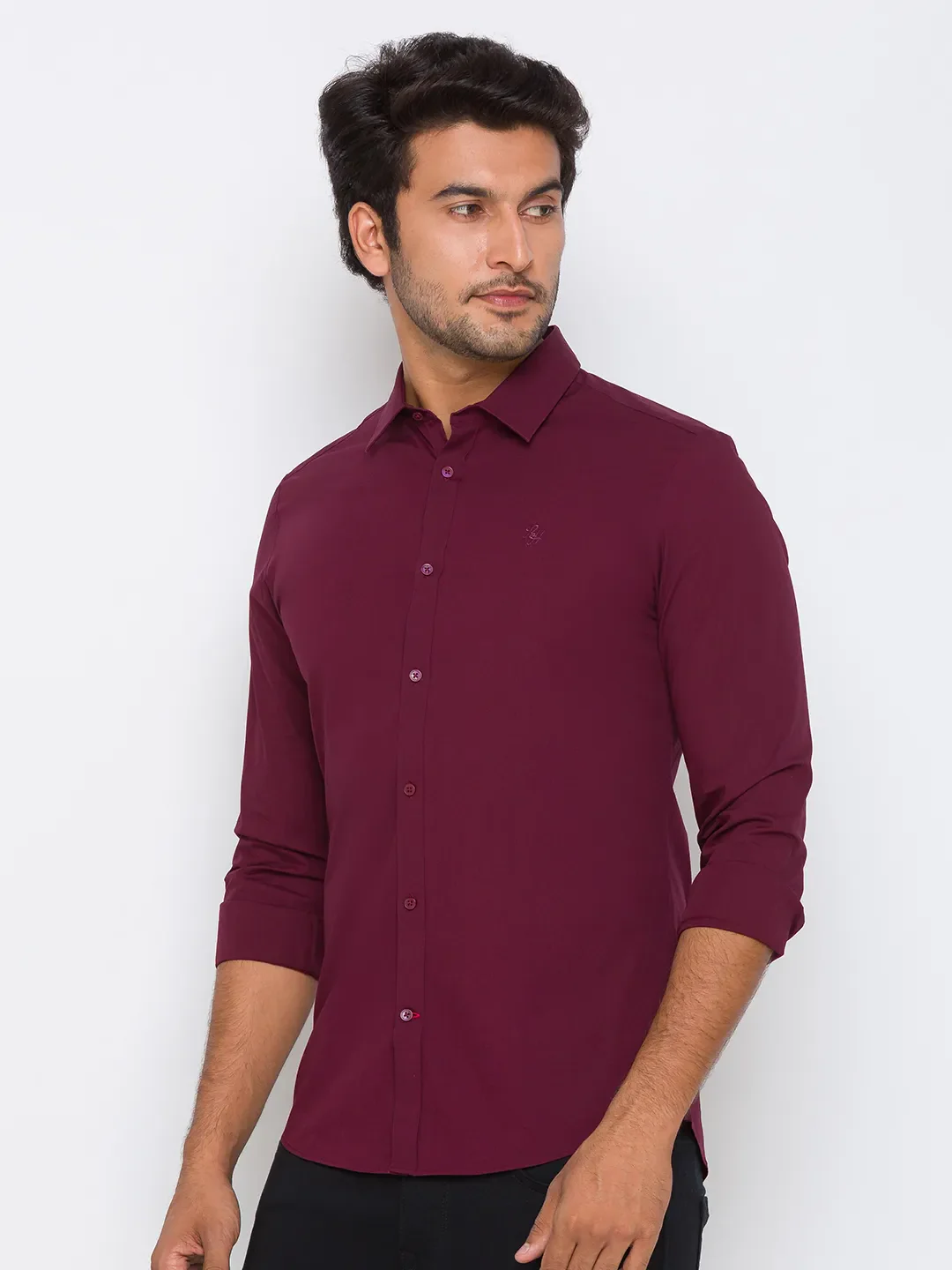 Red Slim Straight Fit Regular Collar Long Sleeves Cotton Men's Shirt by Being Human Clothing - Image 2