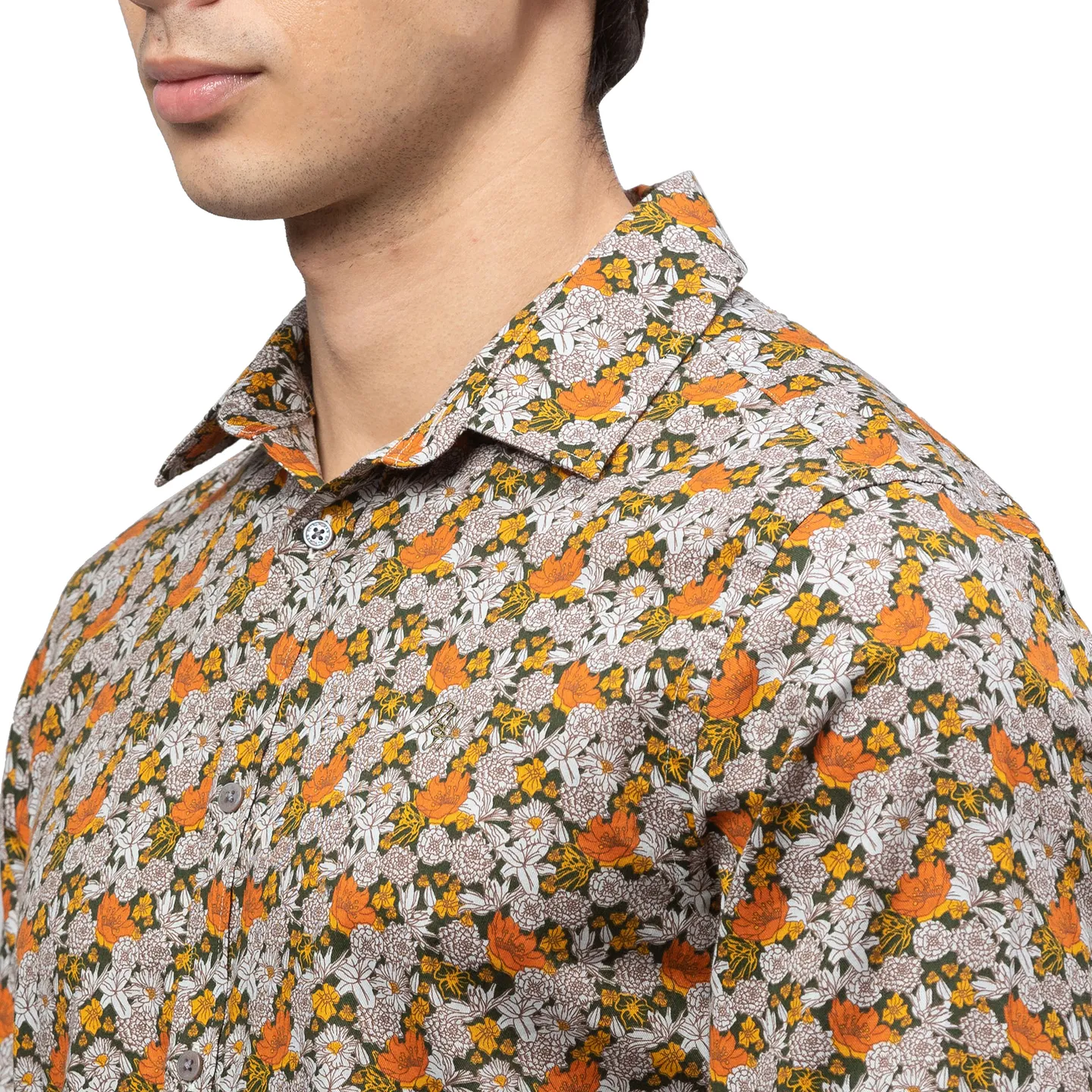 Yellow Slim Straight Fit Regular Collar Long Sleeves Cotton Men's Shirt by Being Human Clothing - Image 5