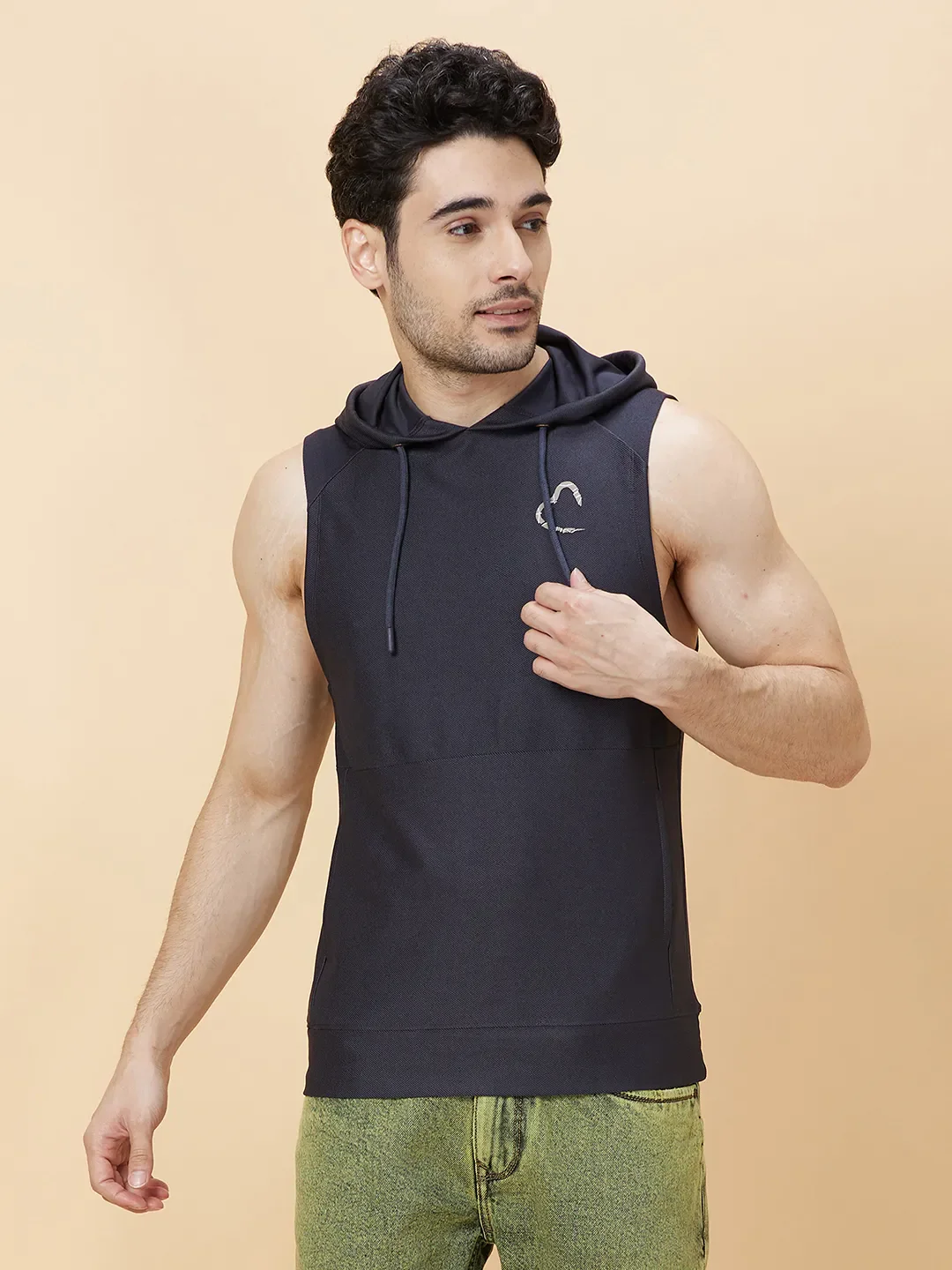 Foam Green Slim Fit Hooded Neck Men's T-Shirt by Being Human Clothing