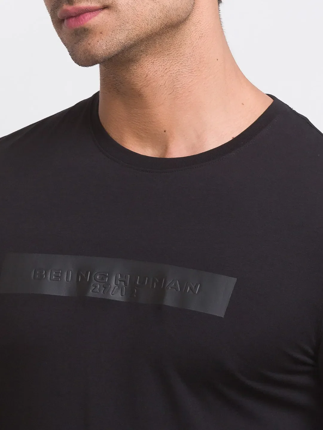 Black Slim Straight Fit Men's Long Sleeves T-Shirt by Being Human Clothing - Image 4