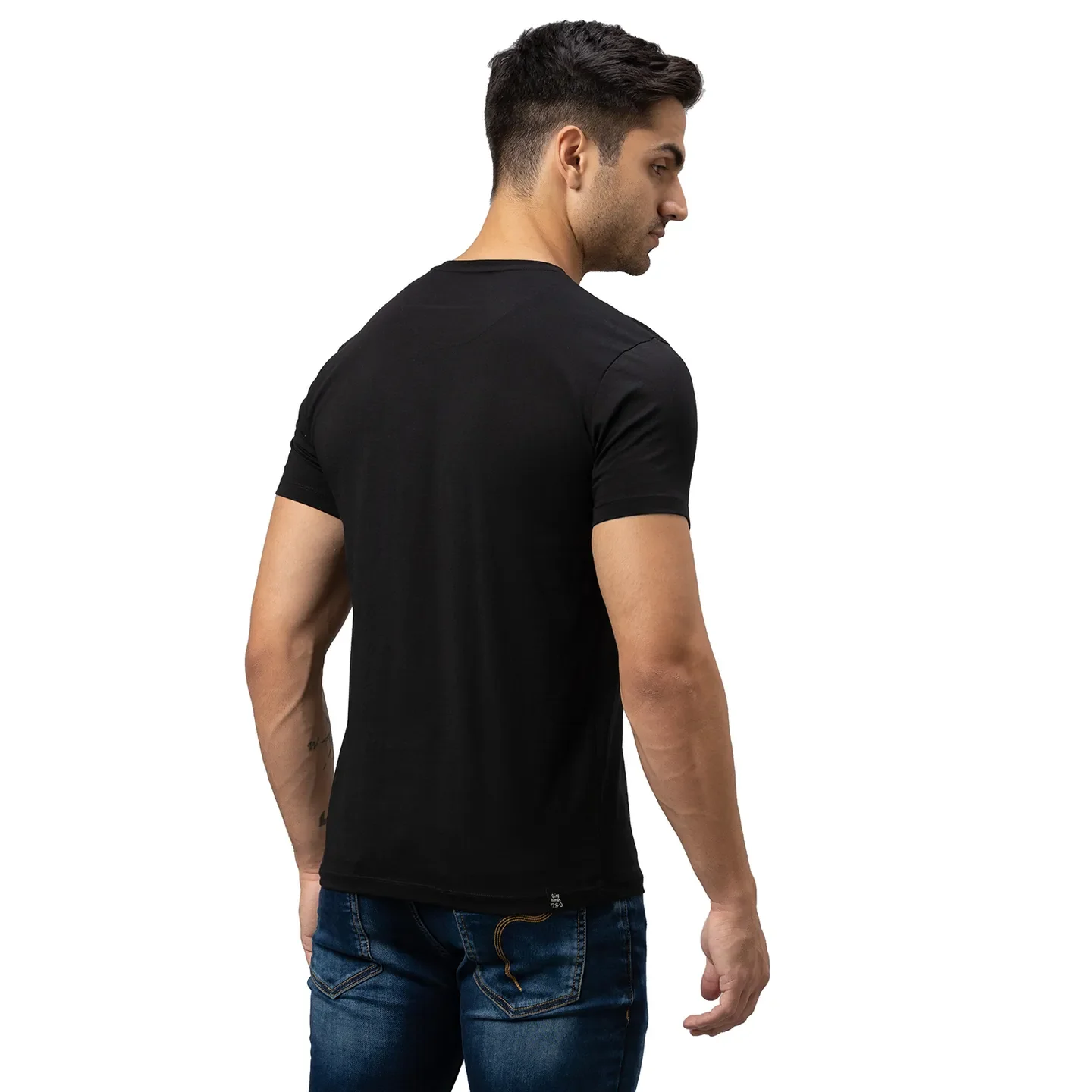 Black Slim Straight Fit Men's Short Sleeves T-Shirt by Being Human Clothing - Image 3