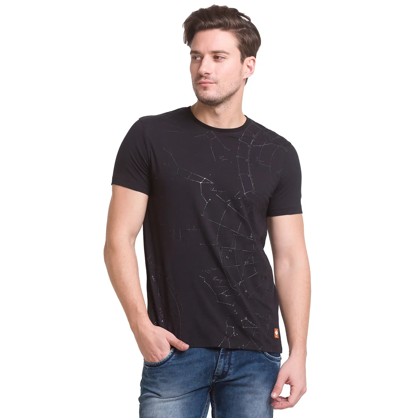 Black Slim Straight Fit Men's Short Sleeves T-Shirt by Being Human Clothing