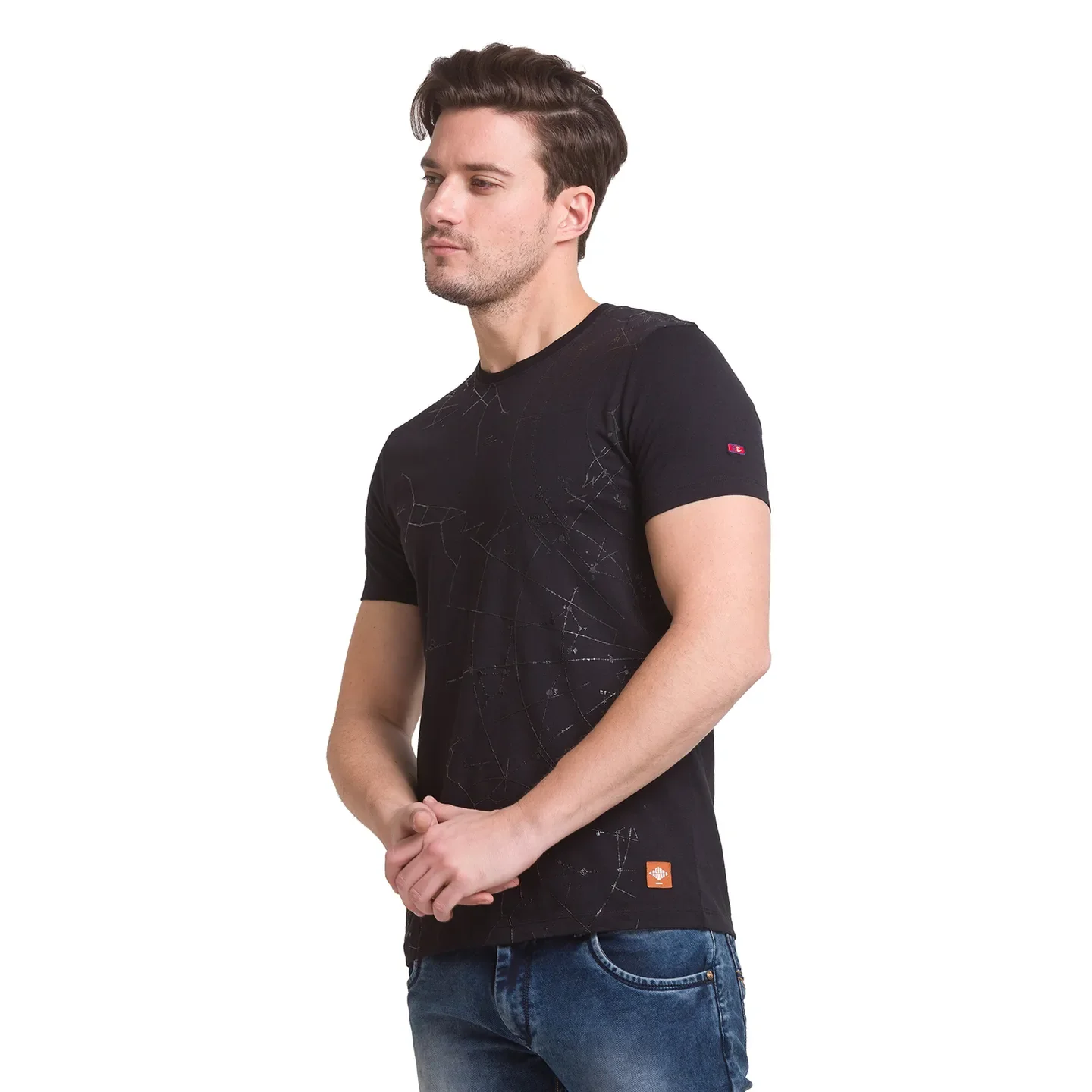 Black Slim Straight Fit Men's Short Sleeves T-Shirt by Being Human Clothing - Image 2
