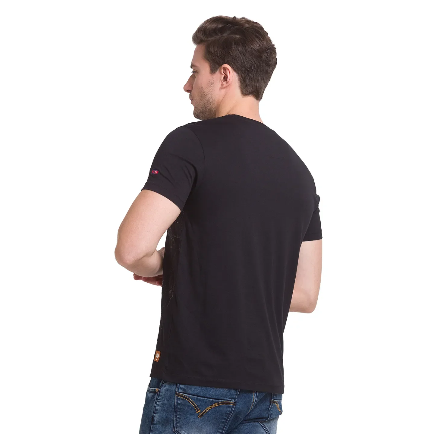 Black Slim Straight Fit Men's Short Sleeves T-Shirt by Being Human Clothing - Image 4