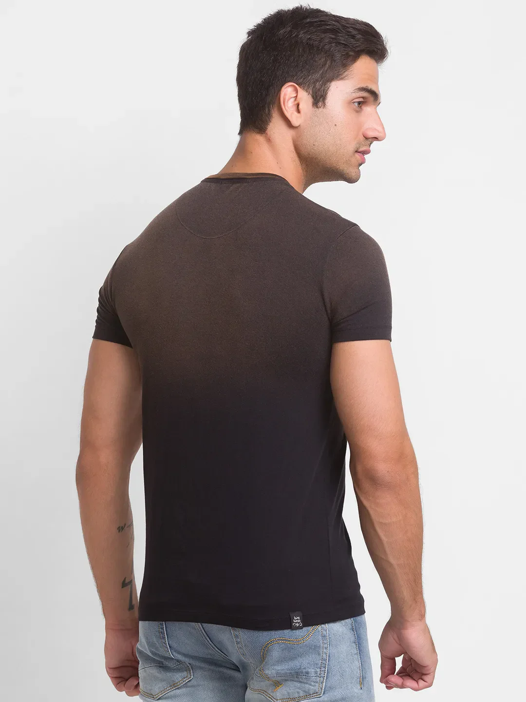 Black Slim Straight Fit Men's Short Sleeves T-Shirt by Being Human Clothing - Image 3