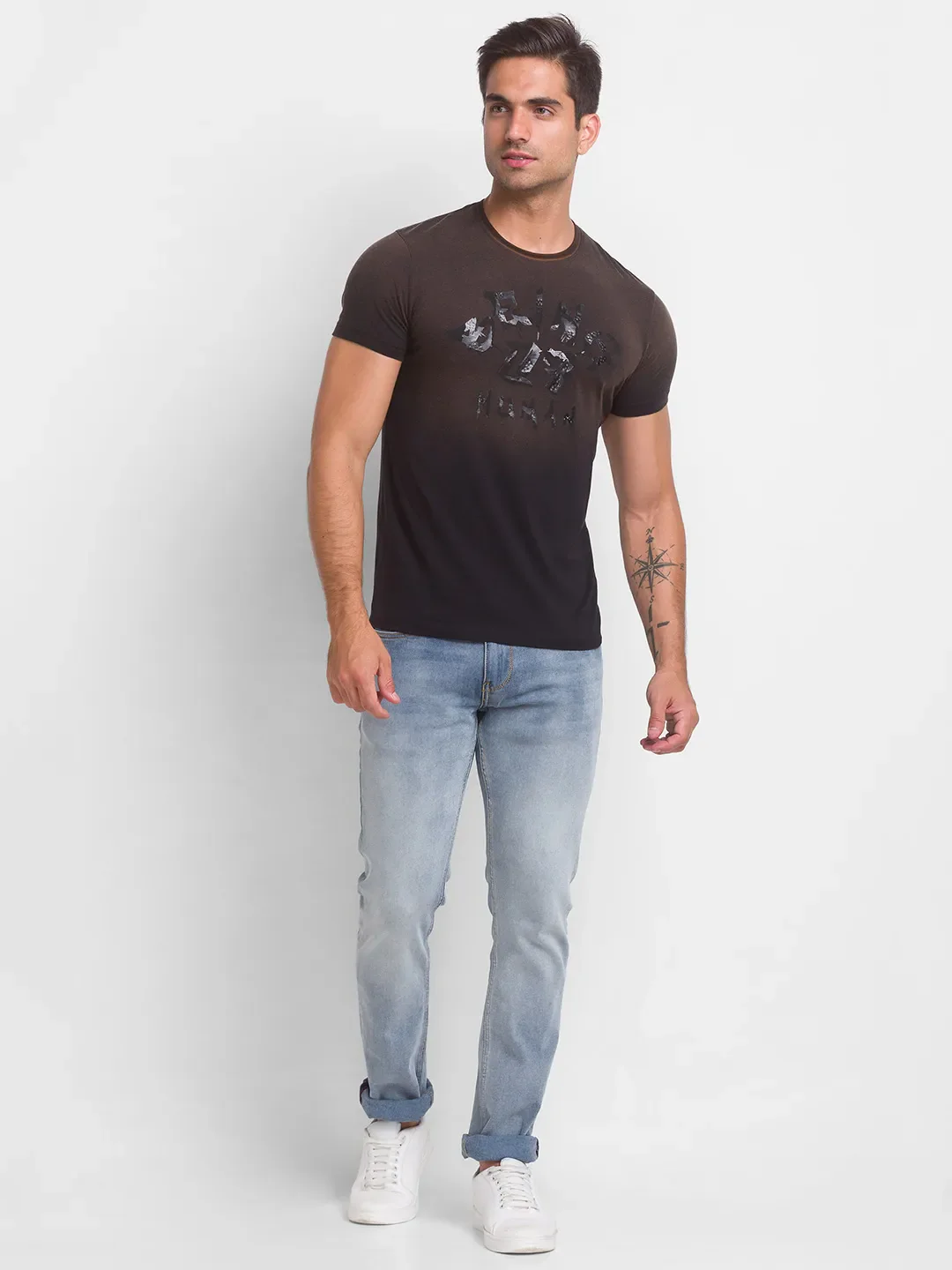Black Slim Straight Fit Men's Short Sleeves T-Shirt by Being Human Clothing - Image 5