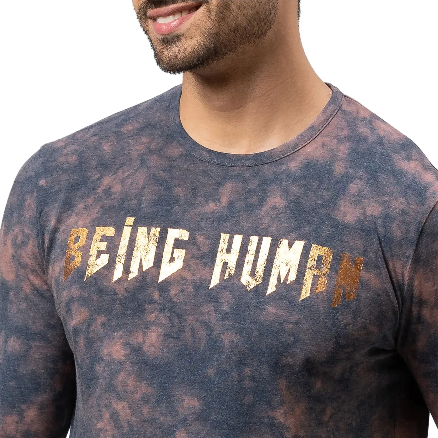 Blue Slim Straight Fit Men's Long Sleeves T-Shirt by Being Human Clothing - Image 5