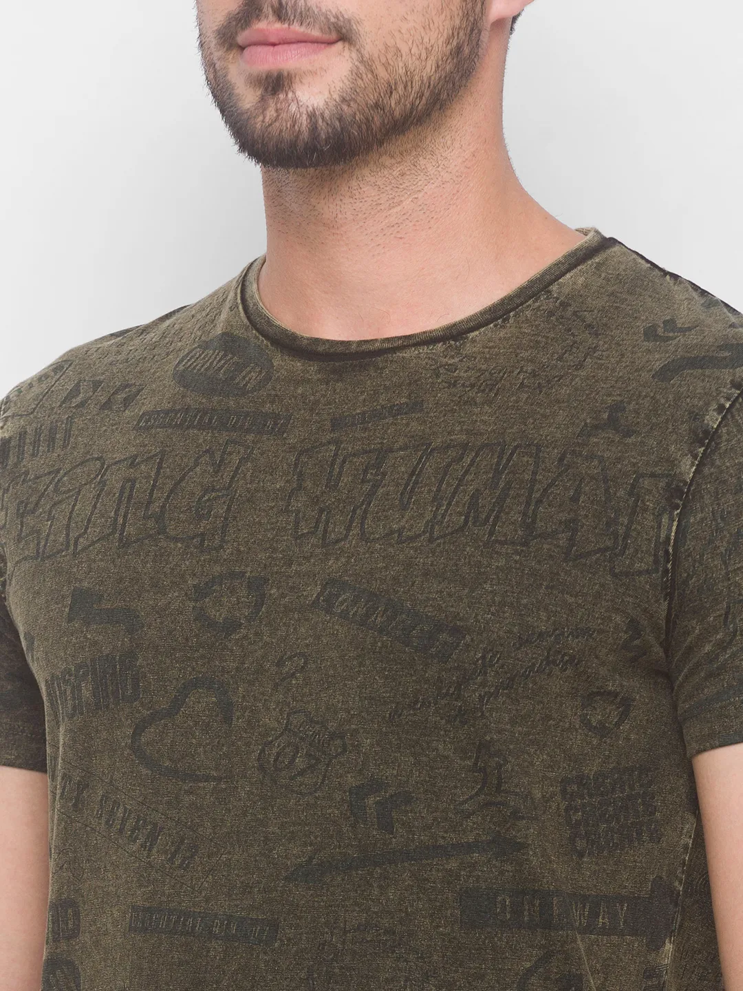 Cactus Green Slim Fit Round Neck Men's T-Shirt by Being Human Clothing - Image 2