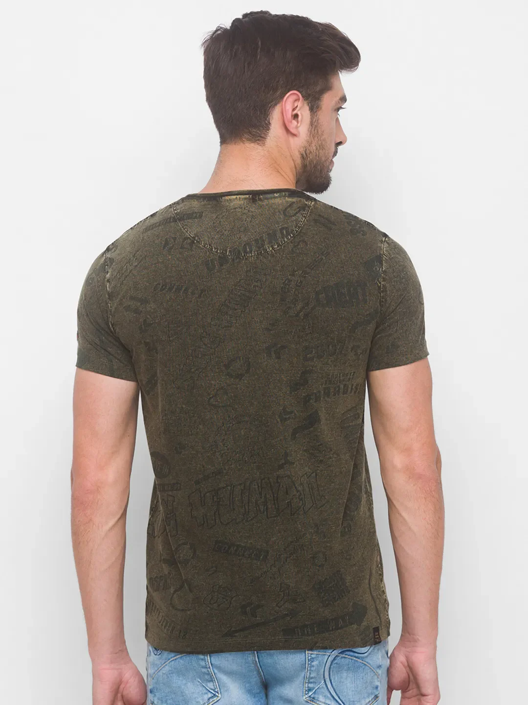 Cactus Green Slim Fit Round Neck Men's T-Shirt by Being Human Clothing - Image 3