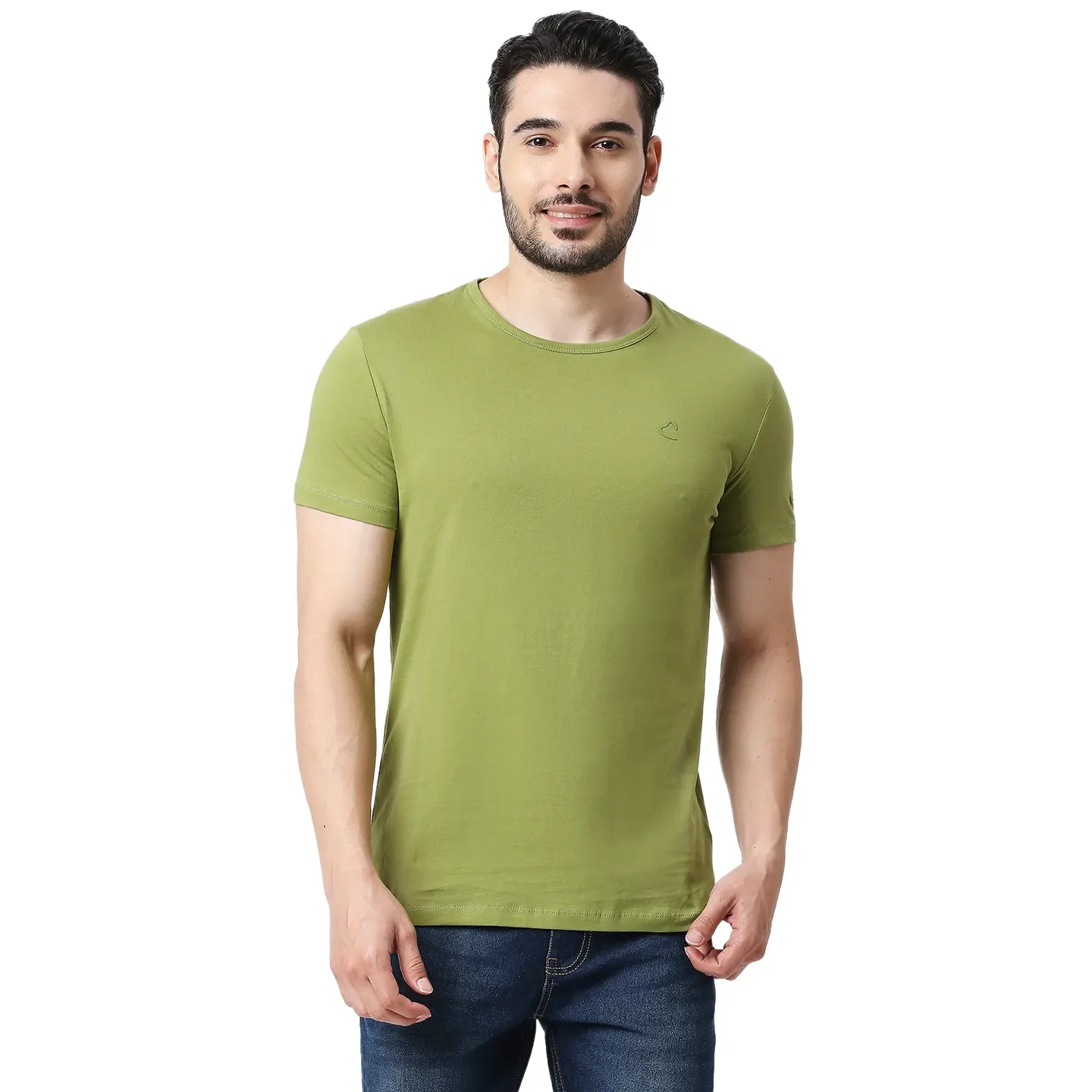 Green Slim Straight Fit Men's Short Sleeves T-Shirt by Being Human Clothing