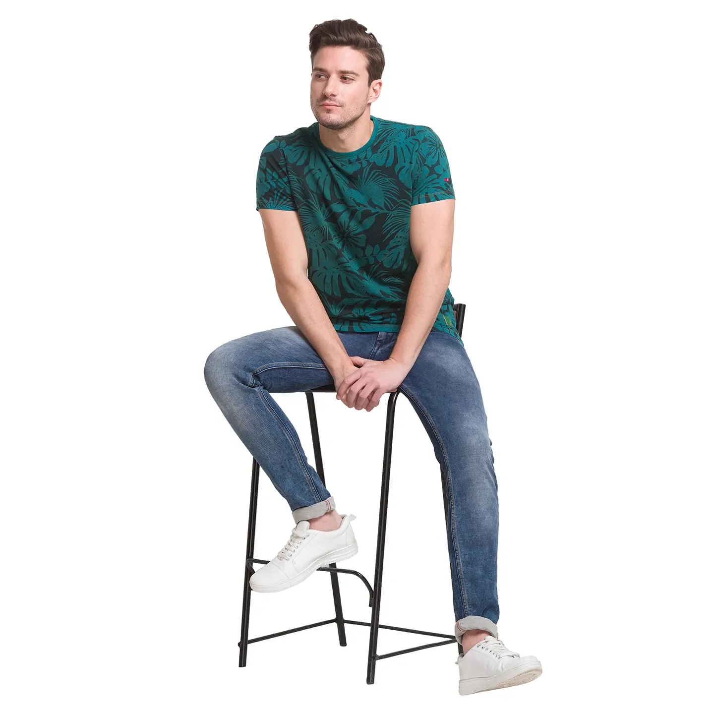 Green Slim Straight Fit Men's Short Sleeves T-Shirt by Being Human Clothing - Image 3