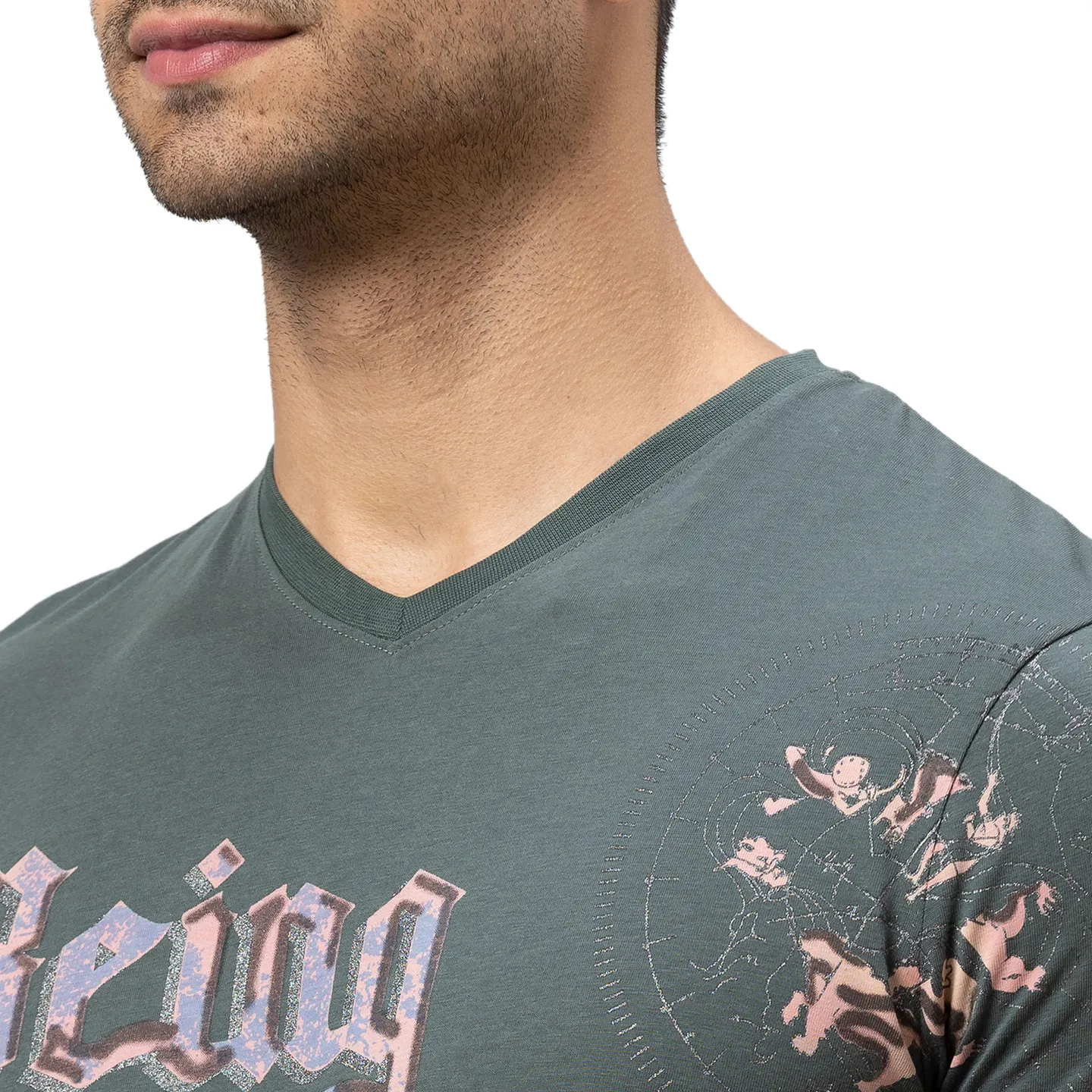 Forest Green Slim Fit Round Neck Men's T-Shirt by Being Human Clothing - Image 5