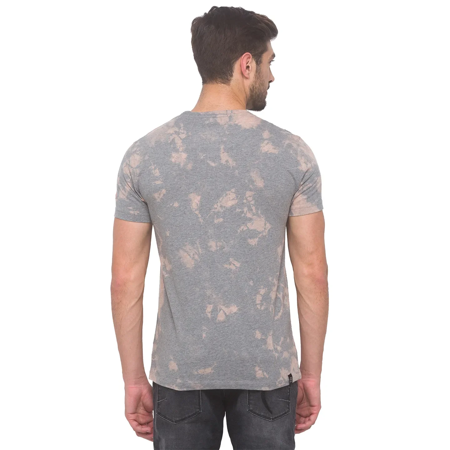 Grey Melange Slim Fit Round Neck Men's T-Shirt by Being Human Clothing - Image 2
