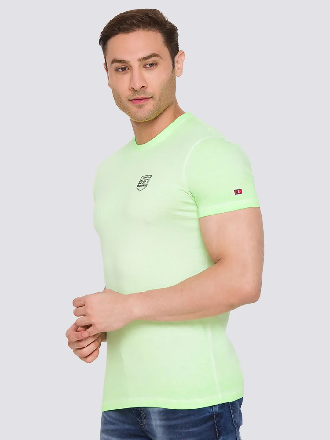 Lime Slim Fit Round Neck Men's T-Shirt by Being Human Clothing - Image 2