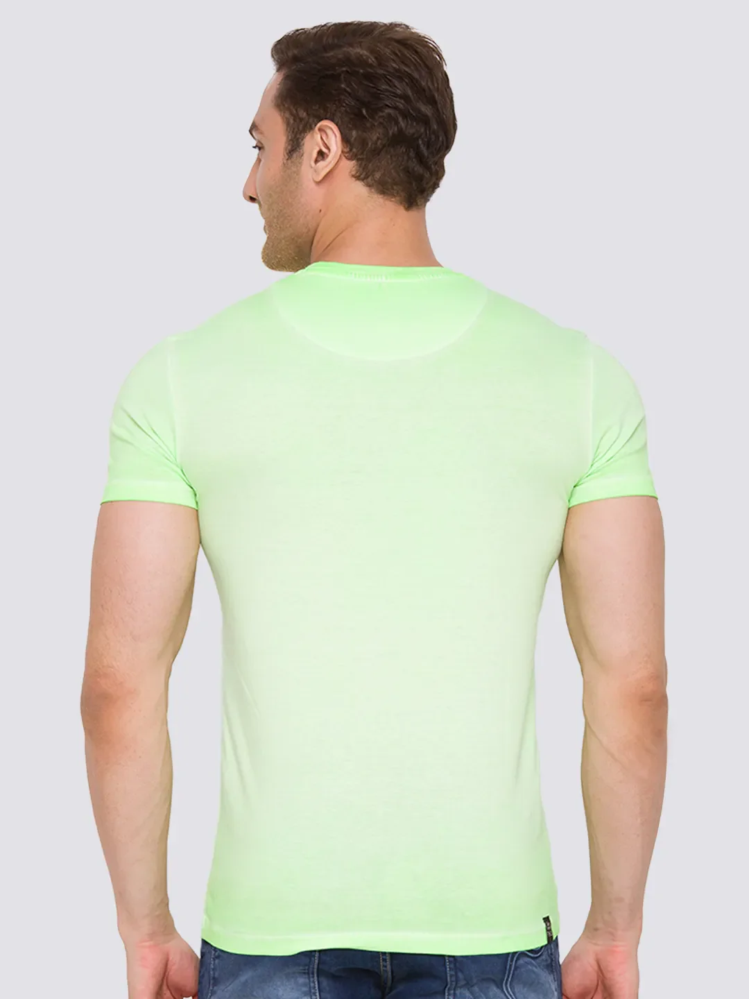 Lime Slim Fit Round Neck Men's T-Shirt by Being Human Clothing - Image 3