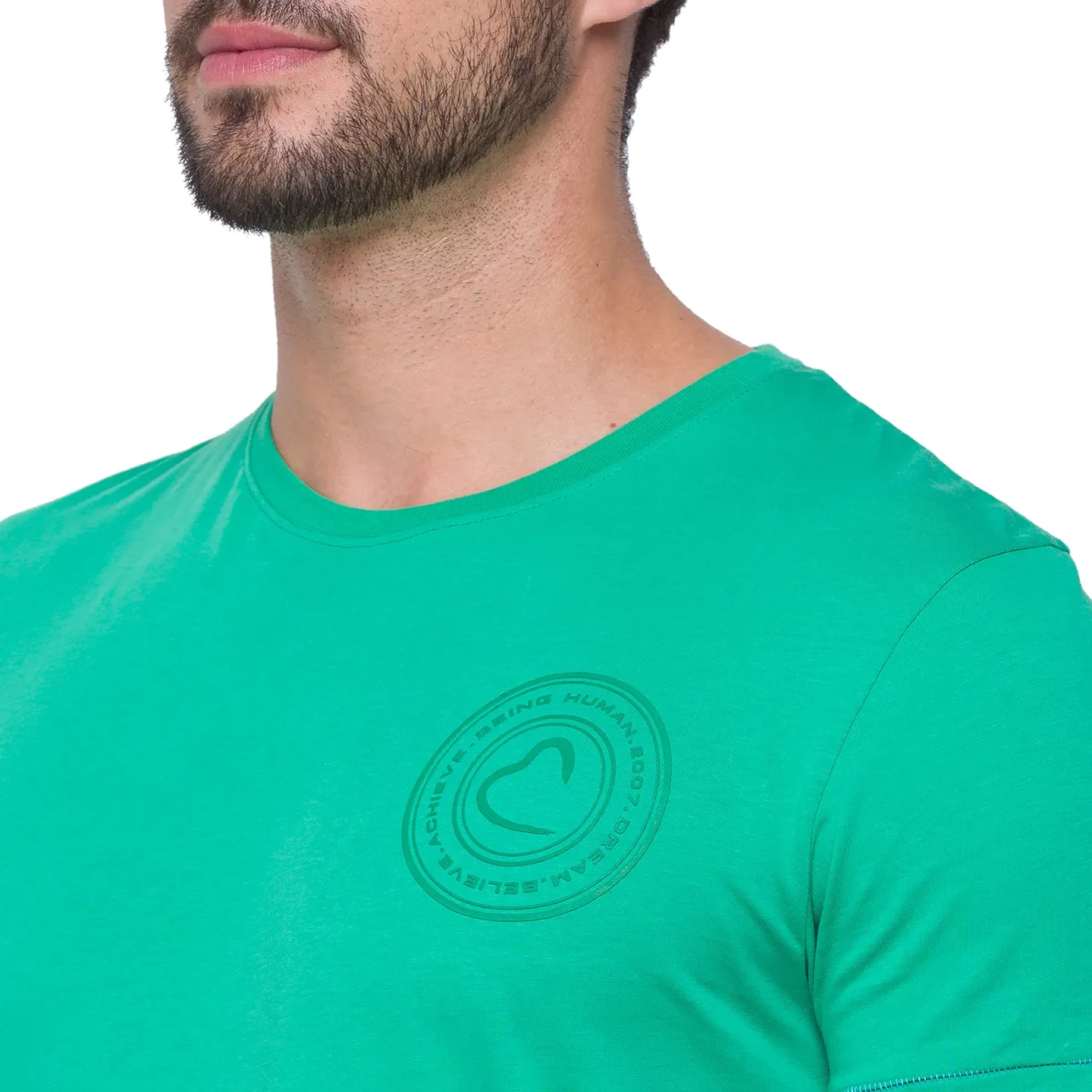 Ming Green Slim Fit Round Neck Men's T-Shirt by Being Human Clothing - Image 2