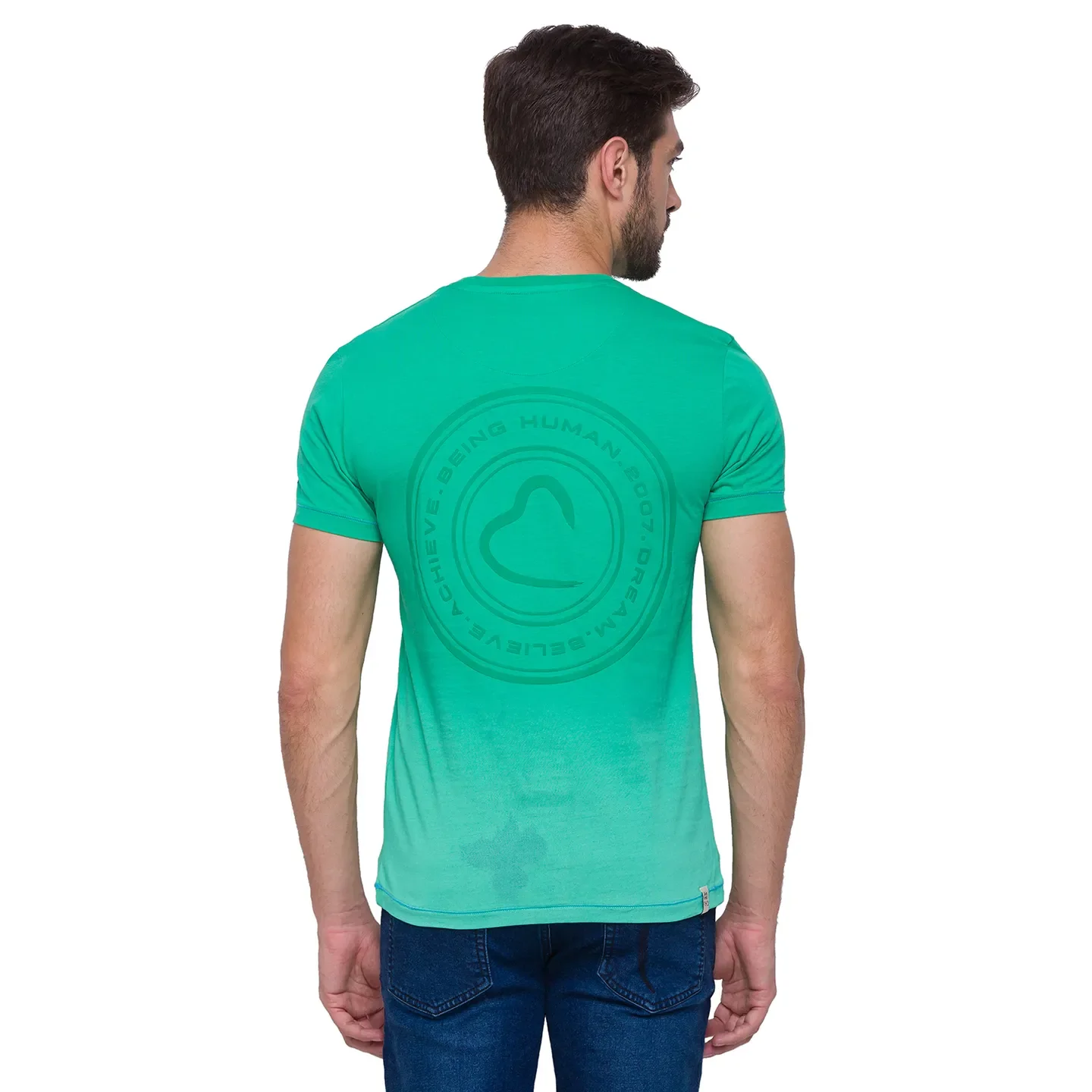 Ming Green Slim Fit Round Neck Men's T-Shirt by Being Human Clothing - Image 4