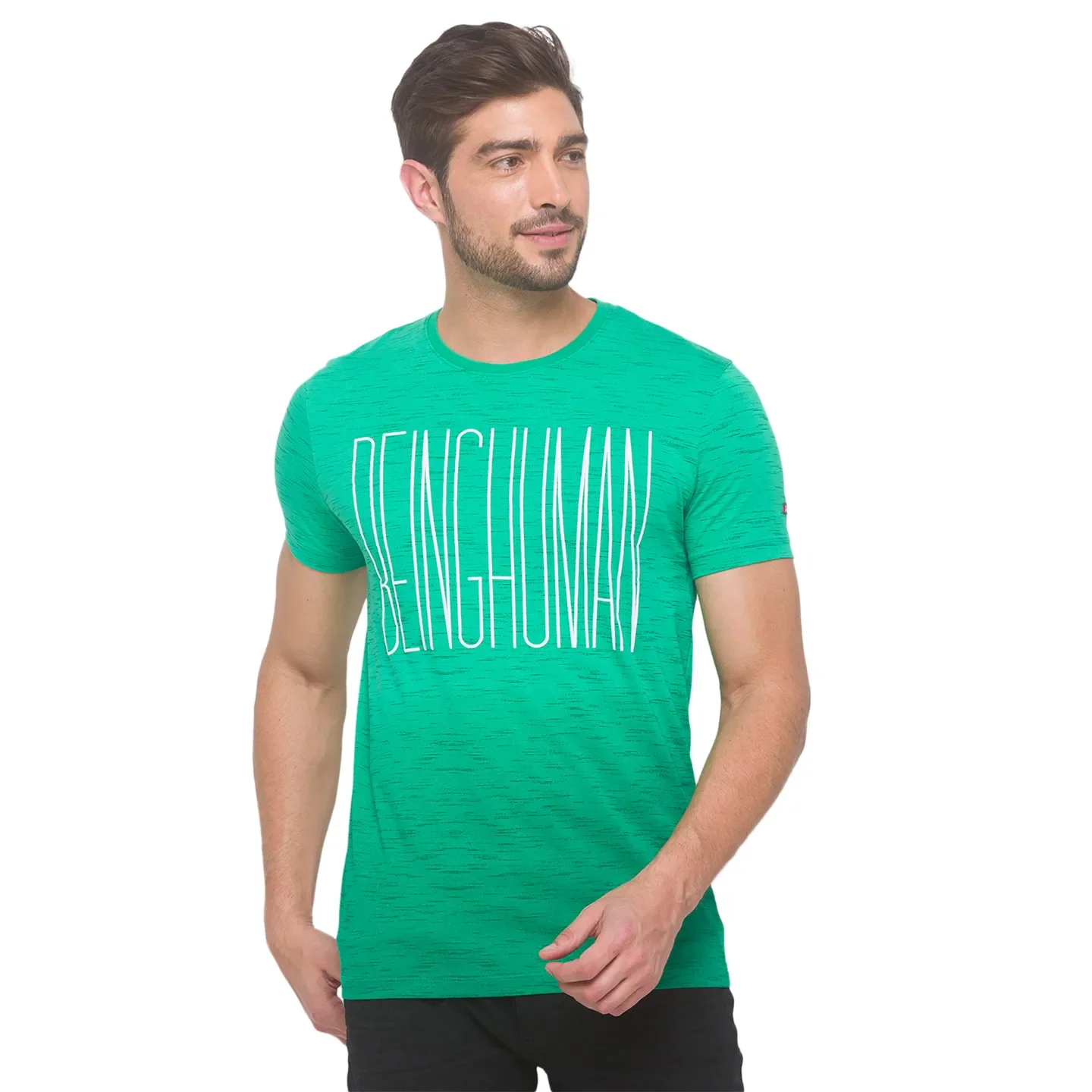 Ming Green Slim Fit Round Neck Men's T-Shirt by Being Human Clothing