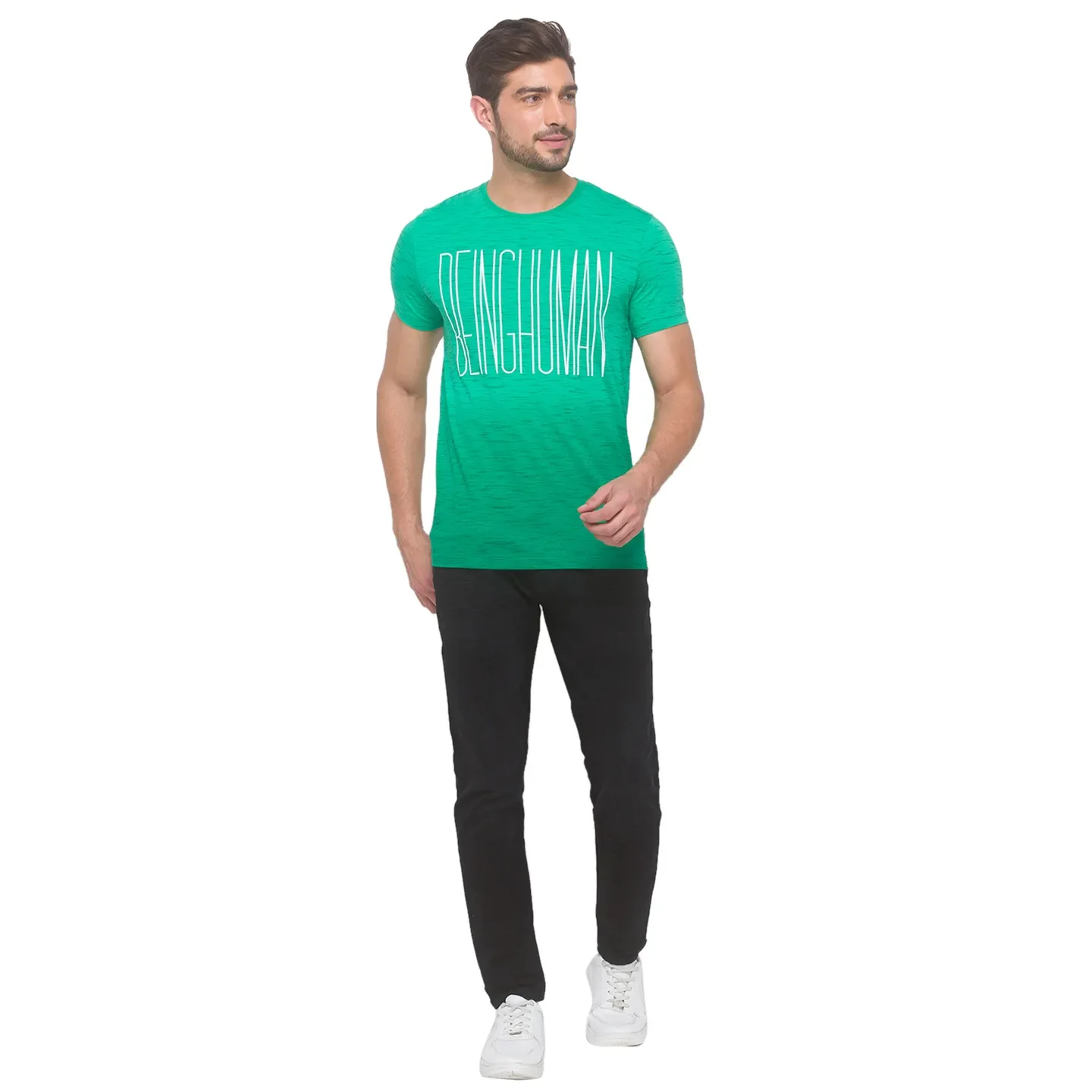 Ming Green Slim Fit Round Neck Men's T-Shirt by Being Human Clothing - Image 5
