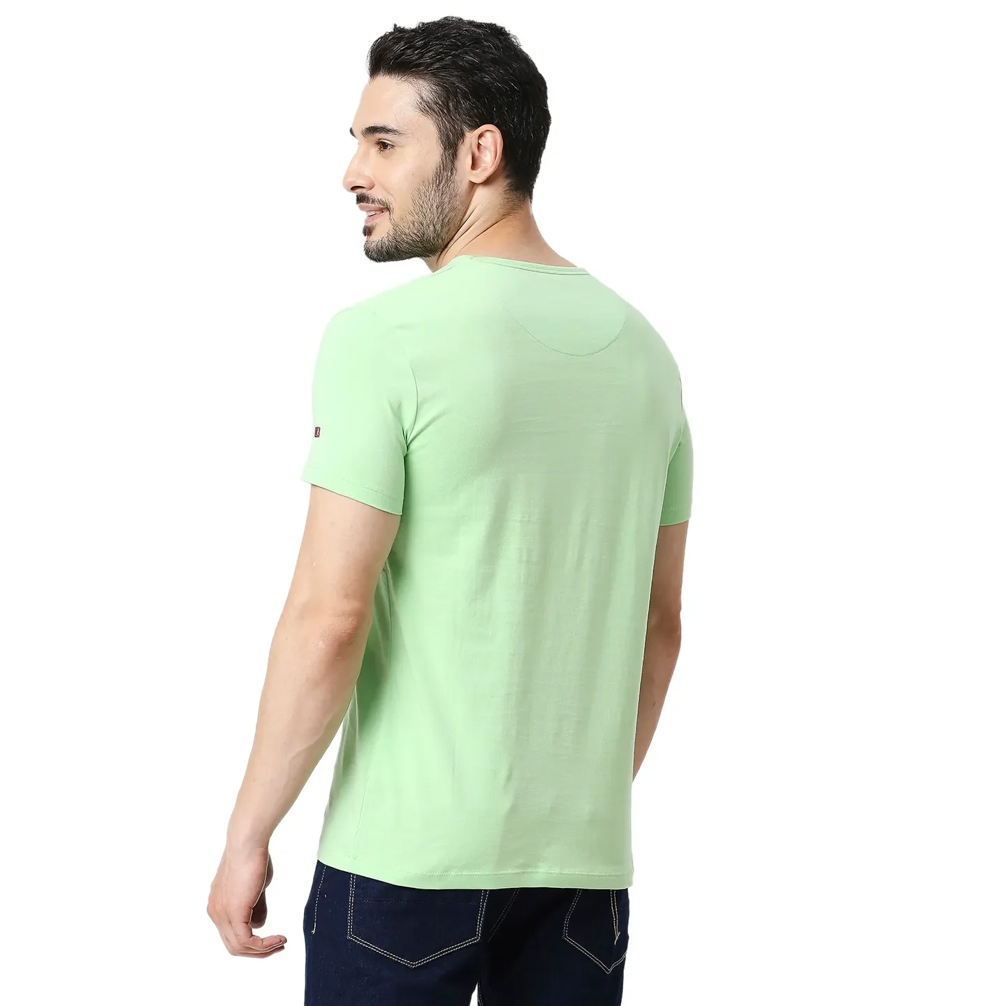 Green Slim Straight Fit Men's Short Sleeves T-Shirt by Being Human Clothing - Image 3