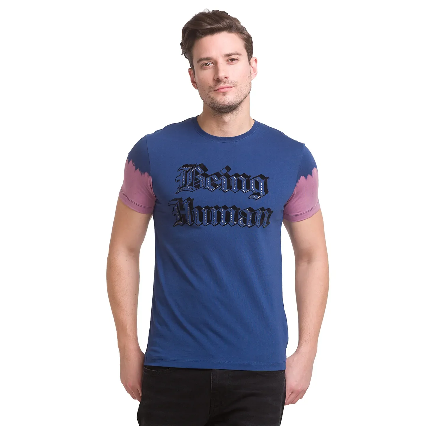 Blue Slim Straight Fit Men's Short Sleeves T-Shirt by Being Human Clothing - Image 2