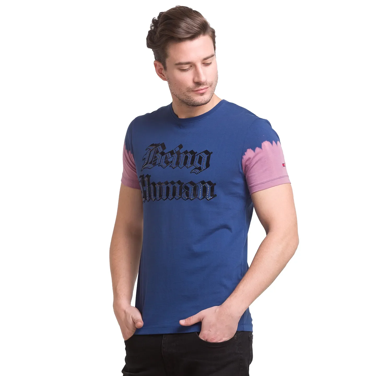 Blue Slim Straight Fit Men's Short Sleeves T-Shirt by Being Human Clothing - Image 5