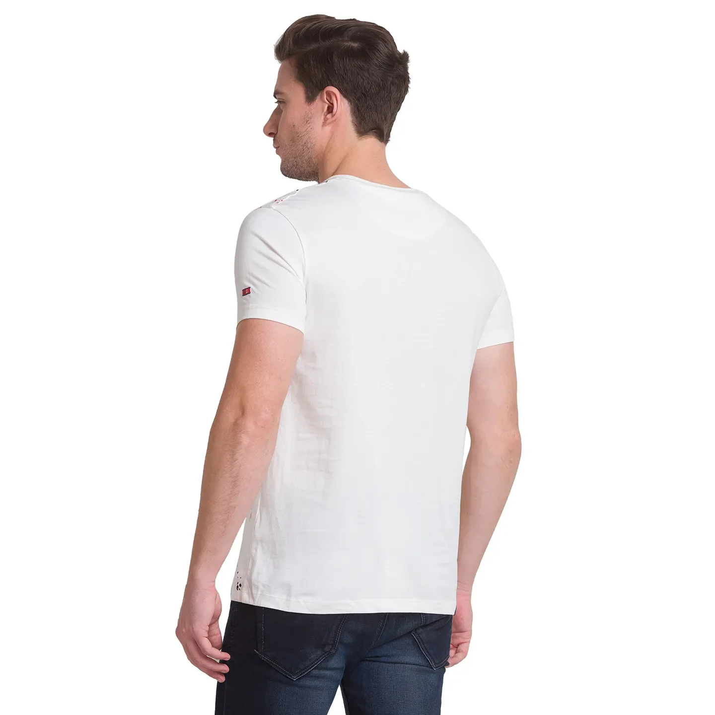 White Slim Straight Fit Men's Short Sleeves T-Shirt by Being Human Clothing - Image 3