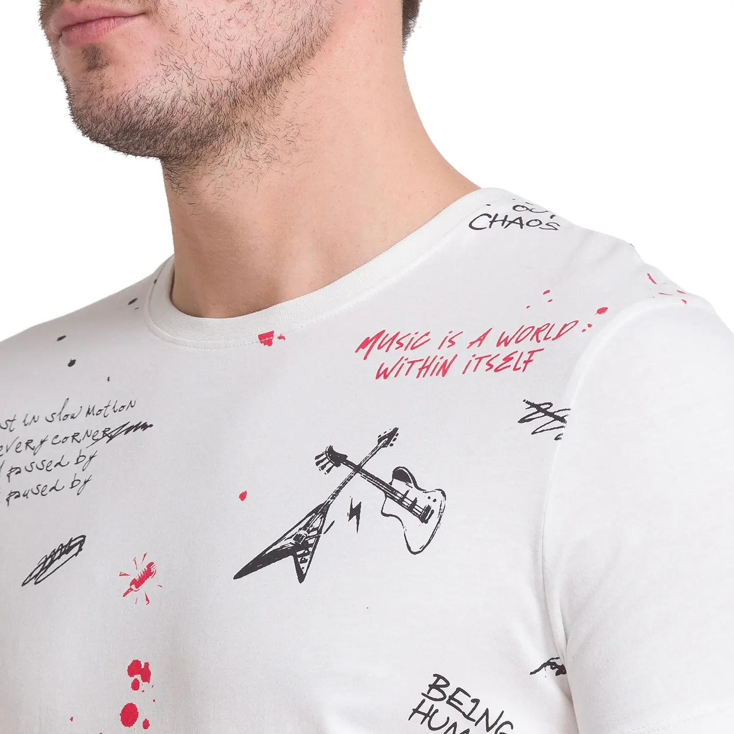 White Slim Straight Fit Men's Short Sleeves T-Shirt by Being Human Clothing - Image 4