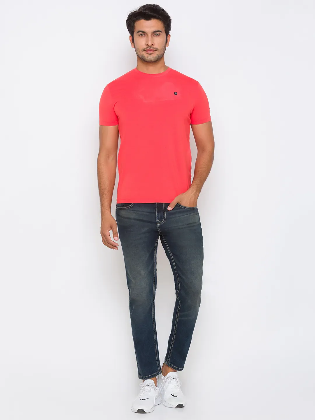 Orange Slim Fit Round Neck Men's T-Shirt by Being Human Clothing - Image 2