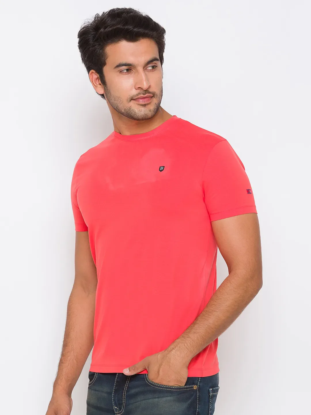 Orange Slim Fit Round Neck Men's T-Shirt by Being Human Clothing - Image 4