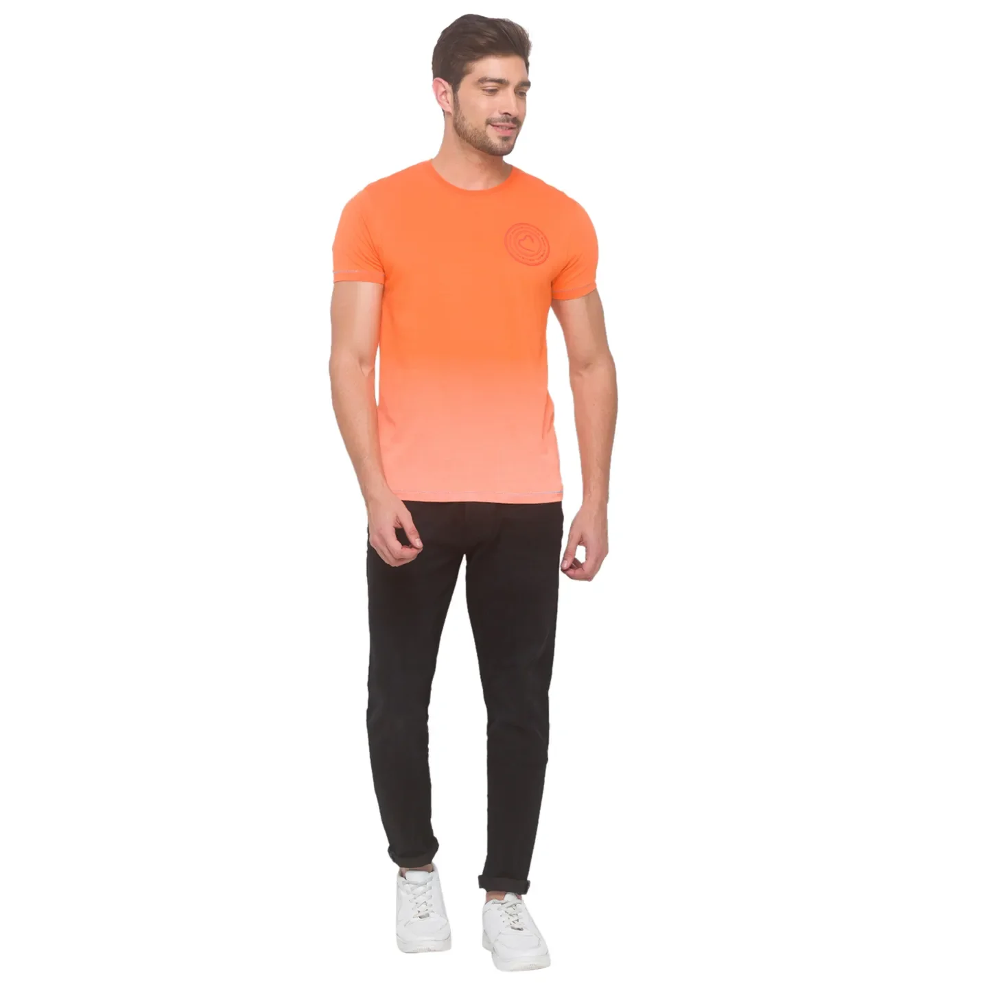 Orange Slim Fit Round Neck Men's T-Shirt by Being Human Clothing - Image 5