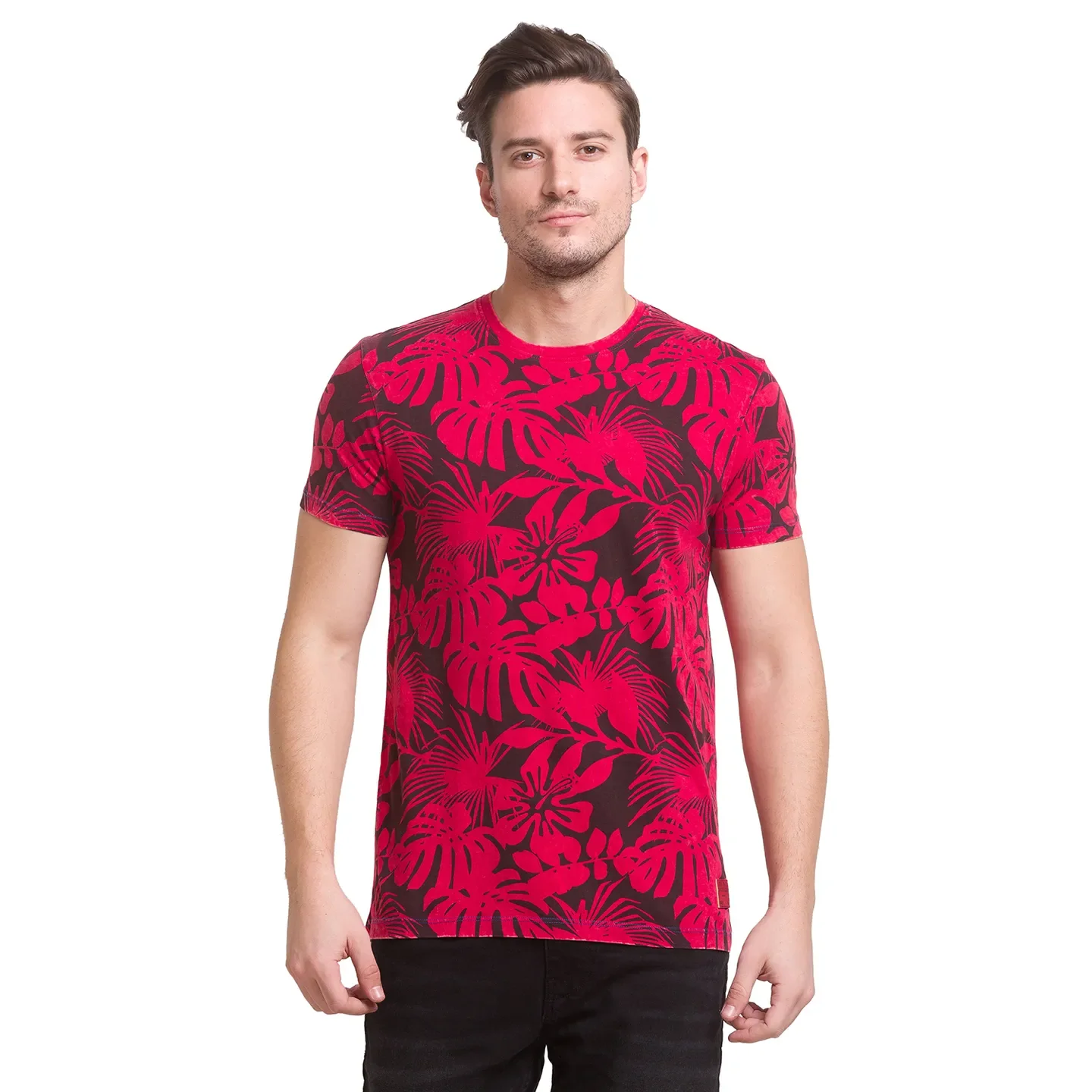 Red Slim Straight Fit Men's Short Sleeves T-Shirt by Being Human Clothing - Image 2