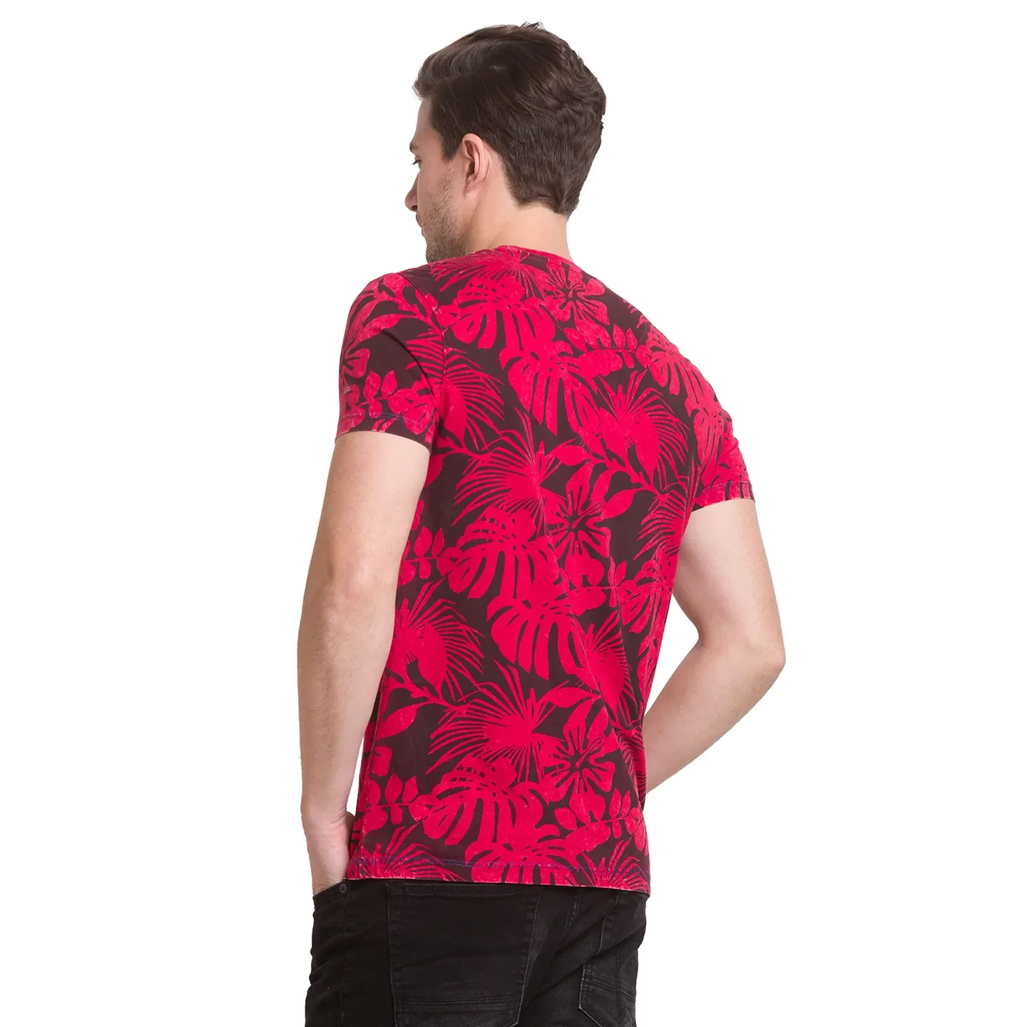 Red Slim Straight Fit Men's Short Sleeves T-Shirt by Being Human Clothing - Image 4