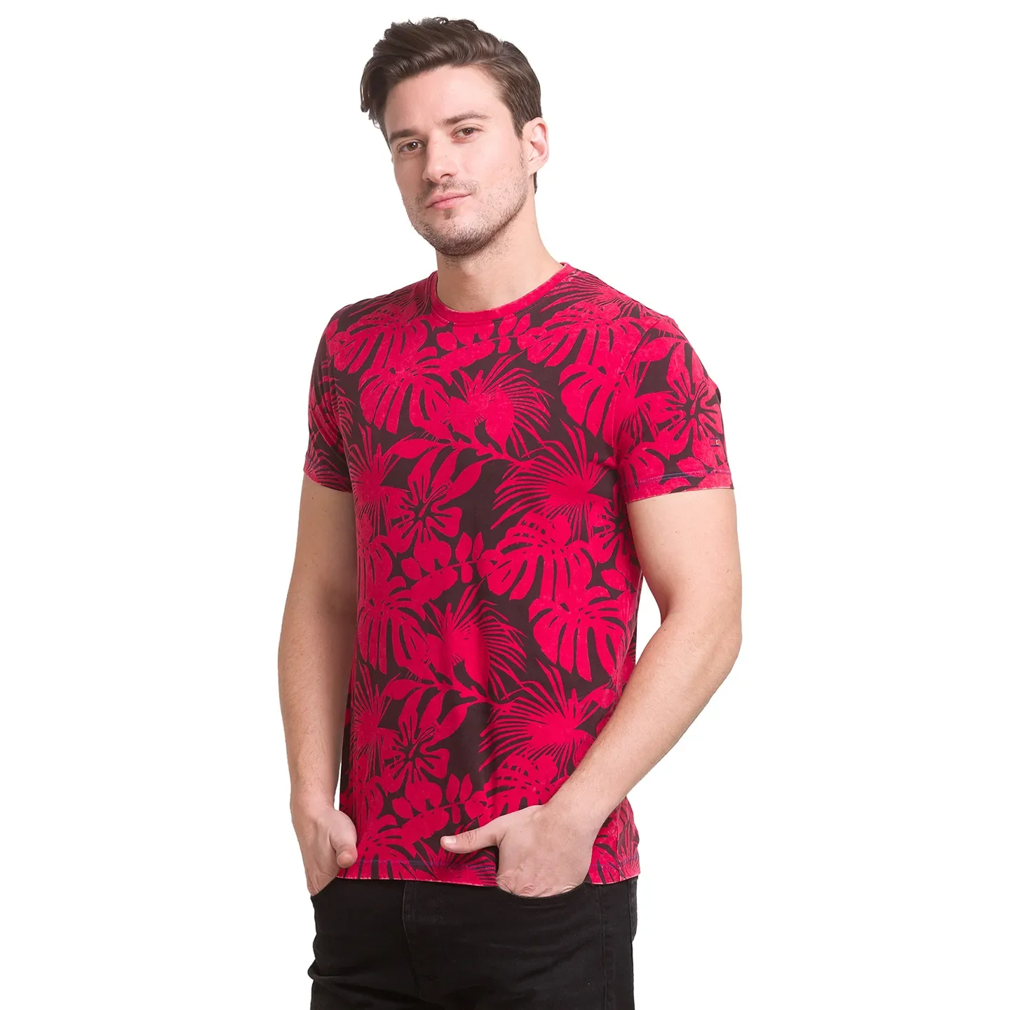 Red Slim Straight Fit Men's Short Sleeves T-Shirt by Being Human Clothing - Image 5