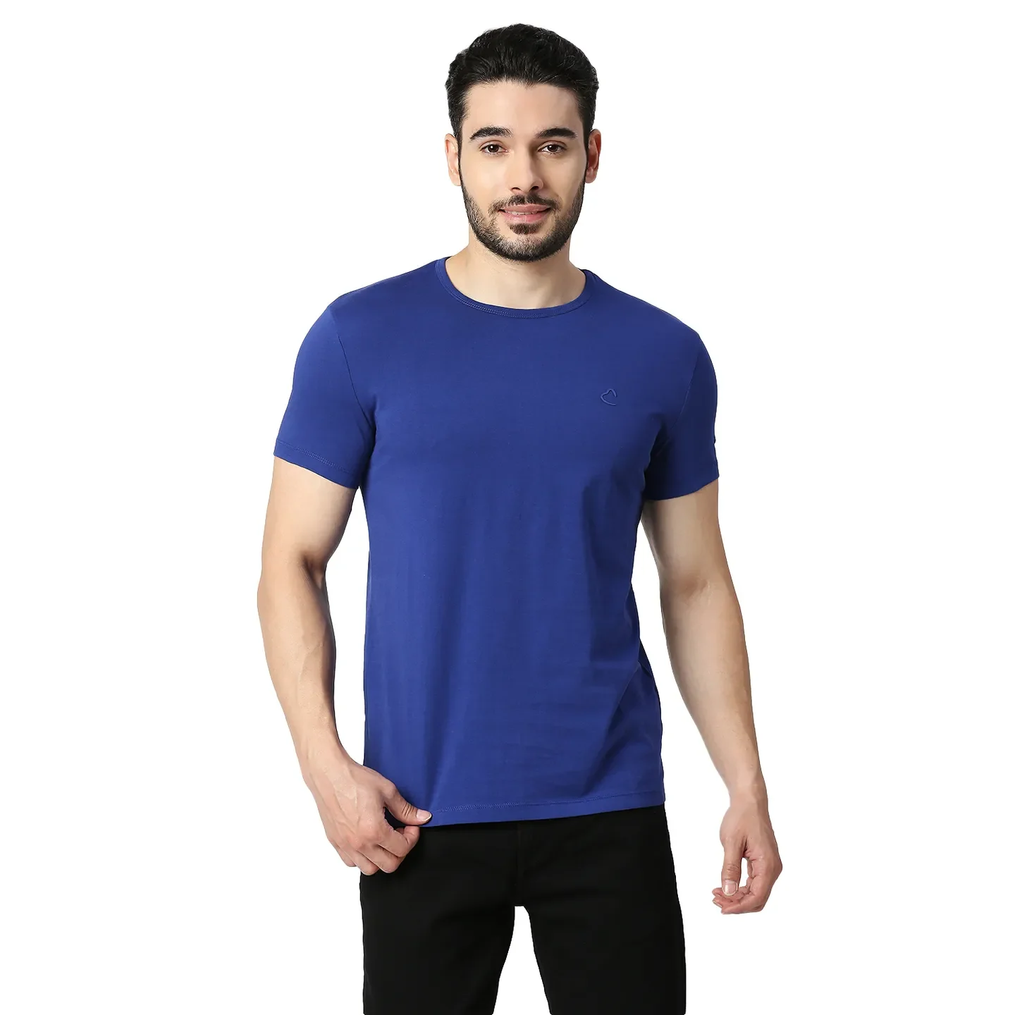 Blue Slim Straight Fit Men's Short Sleeves T-Shirt by Being Human Clothing