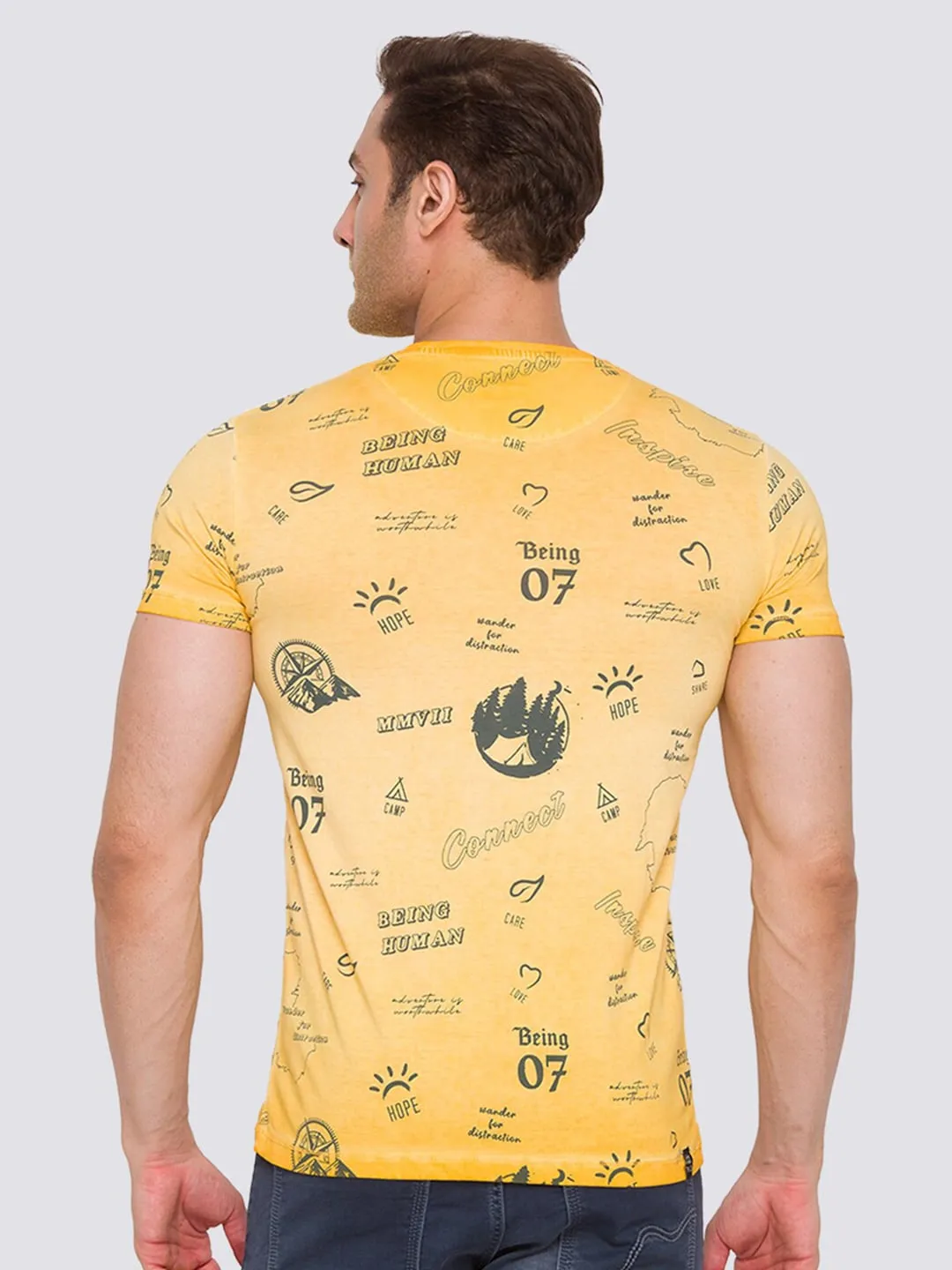 Sun Flower Slim Fit Round Neck Men's T-Shirt by Being Human Clothing - Image 3
