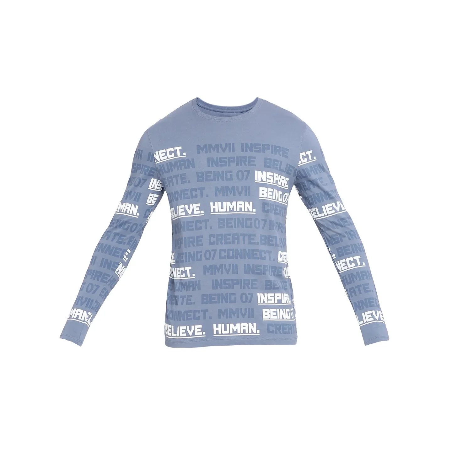 Blue Slim Straight Fit Men's Long Sleeves T-Shirt by Being Human Clothing - Image 7