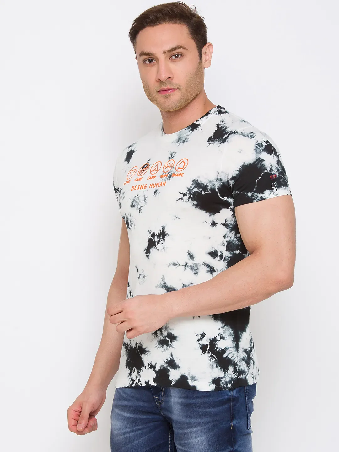 White Slim Straight Fit Men's Short Sleeves T-Shirt by Being Human Clothing - Image 2