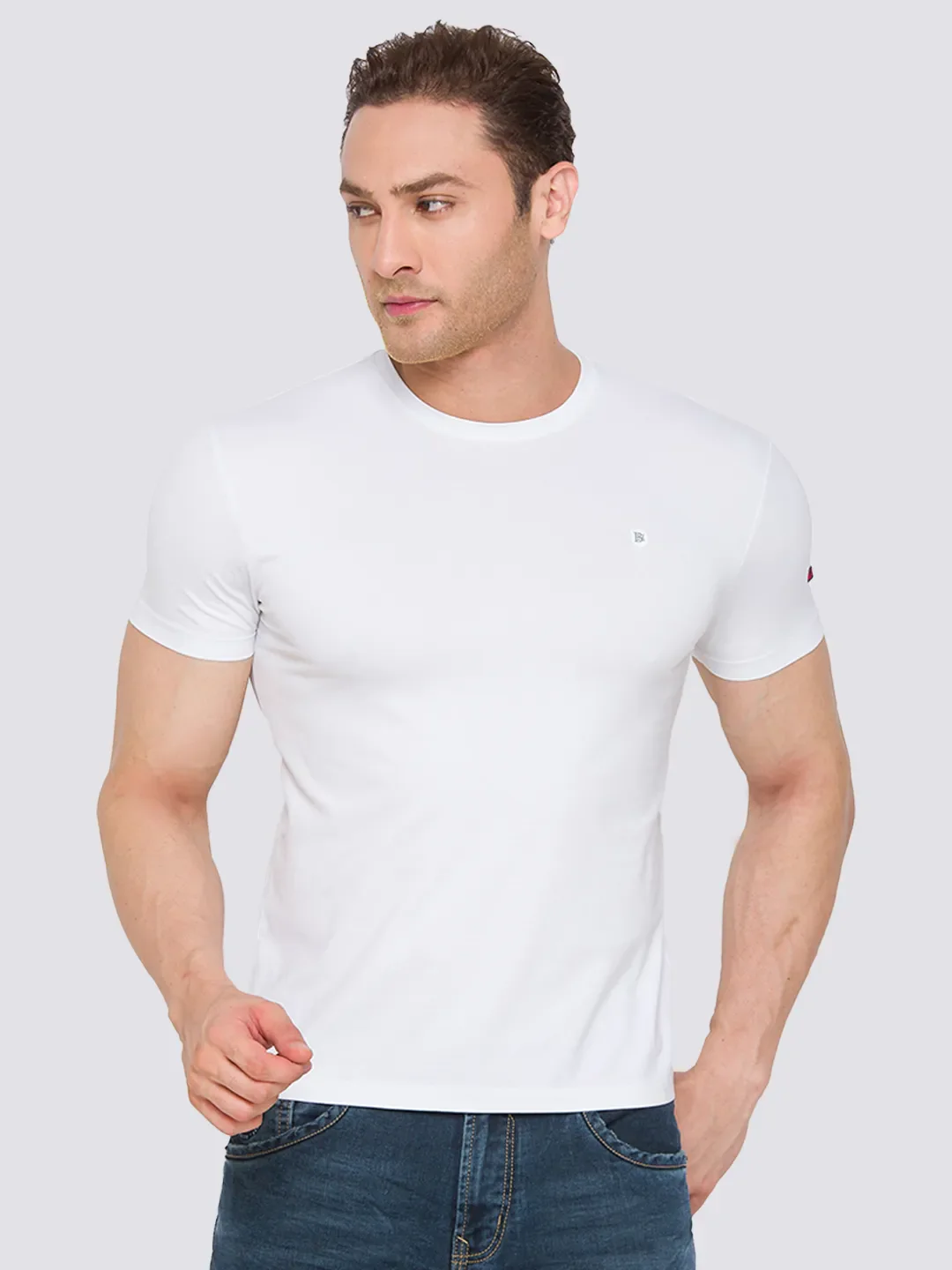 White Slim Straight Fit Men's Short Sleeves T-Shirt by Being Human Clothing