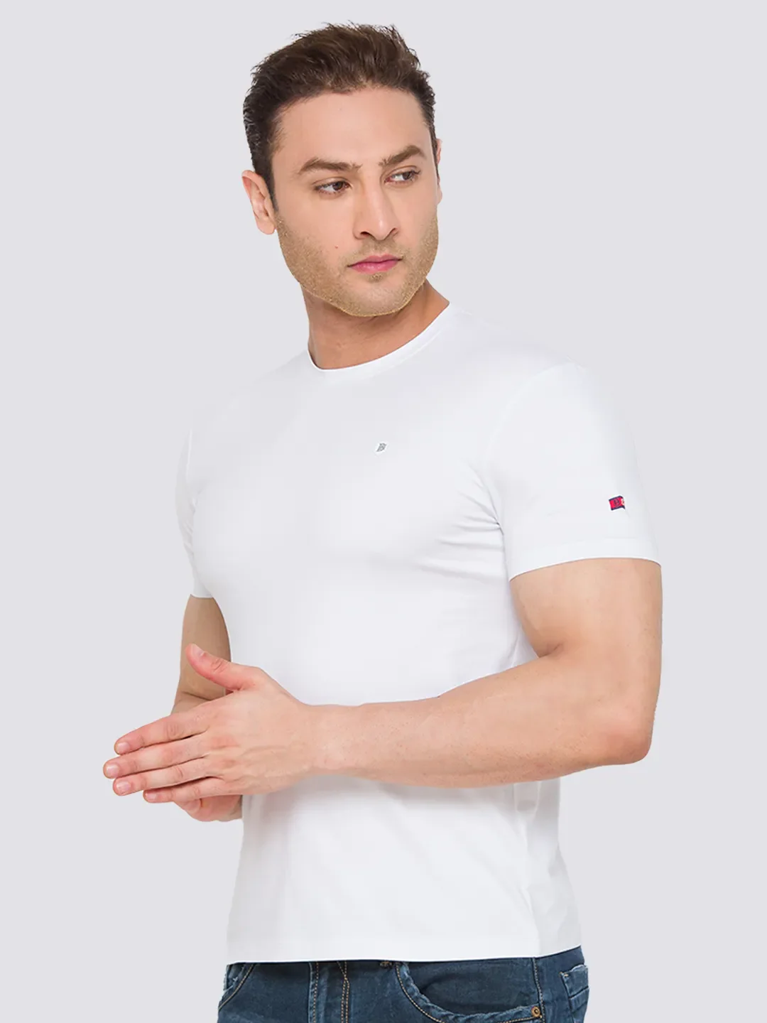 White Slim Straight Fit Men's Short Sleeves T-Shirt by Being Human Clothing - Image 4