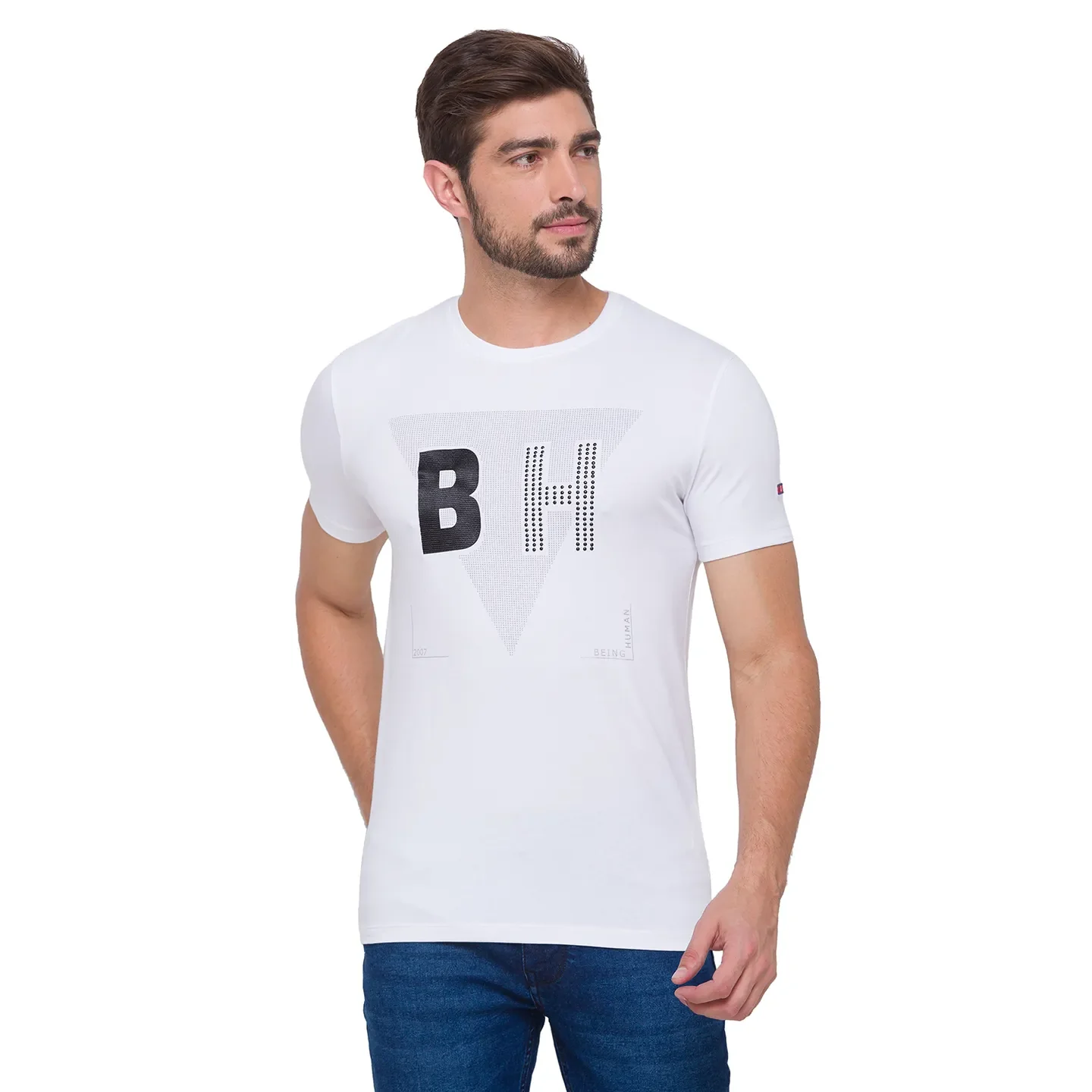 White Regular Fit Men's Short Sleeves T-Shirt by Being Human Clothing - Image 5