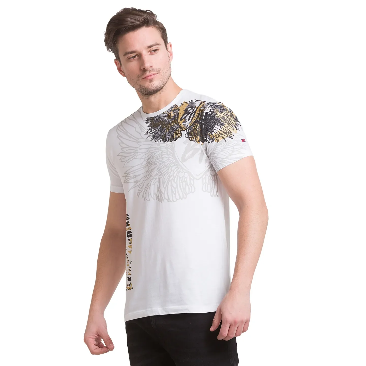 White Slim Straight Fit Men's Short Sleeves T-Shirt by Being Human Clothing