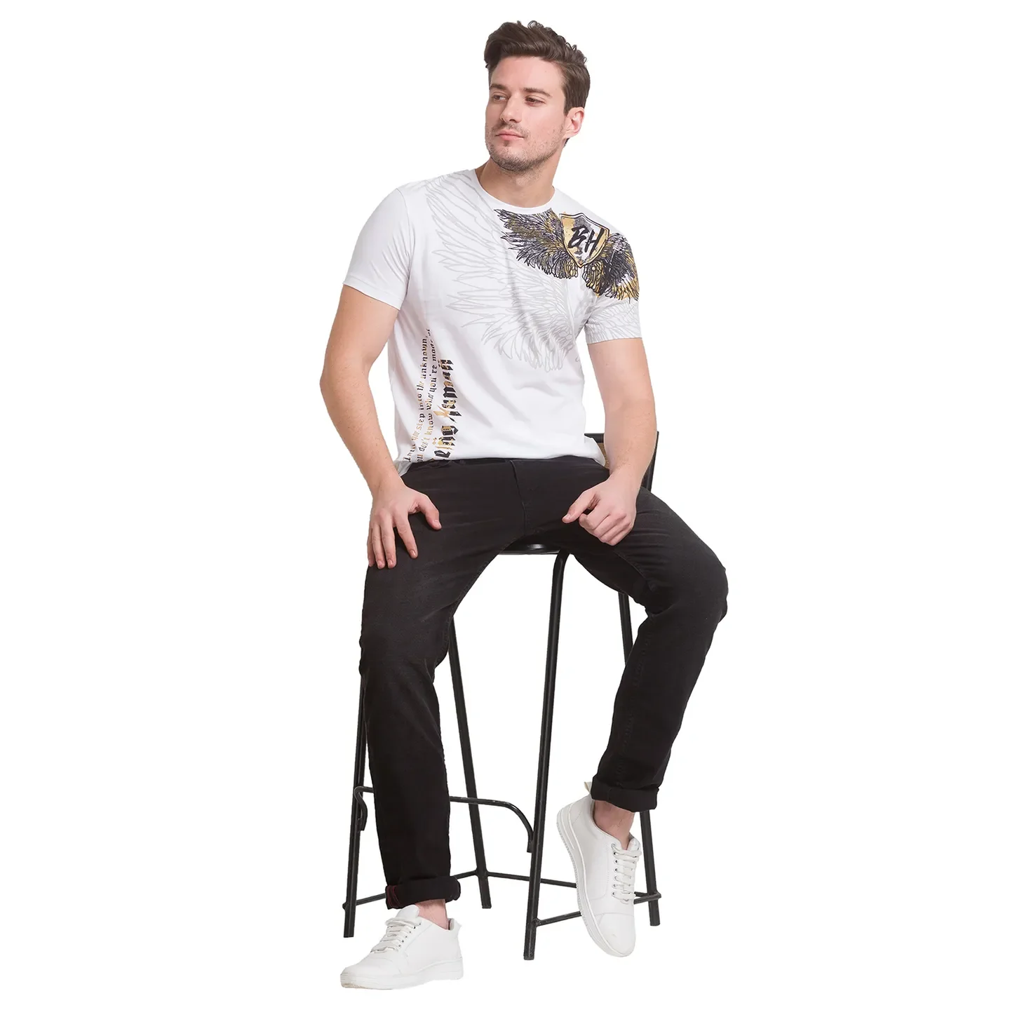 White Slim Straight Fit Men's Short Sleeves T-Shirt by Being Human Clothing - Image 3