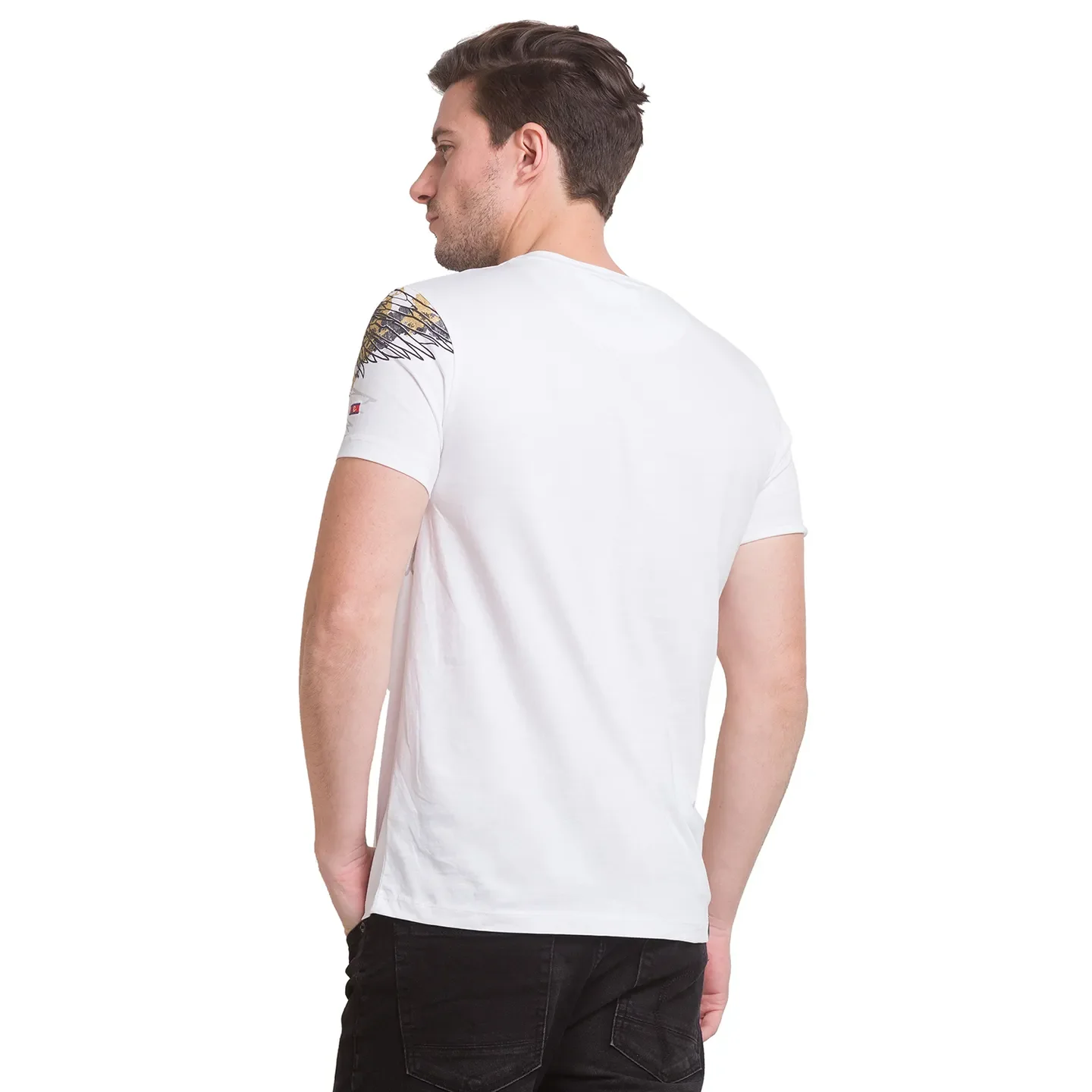 White Slim Straight Fit Men's Short Sleeves T-Shirt by Being Human Clothing - Image 4