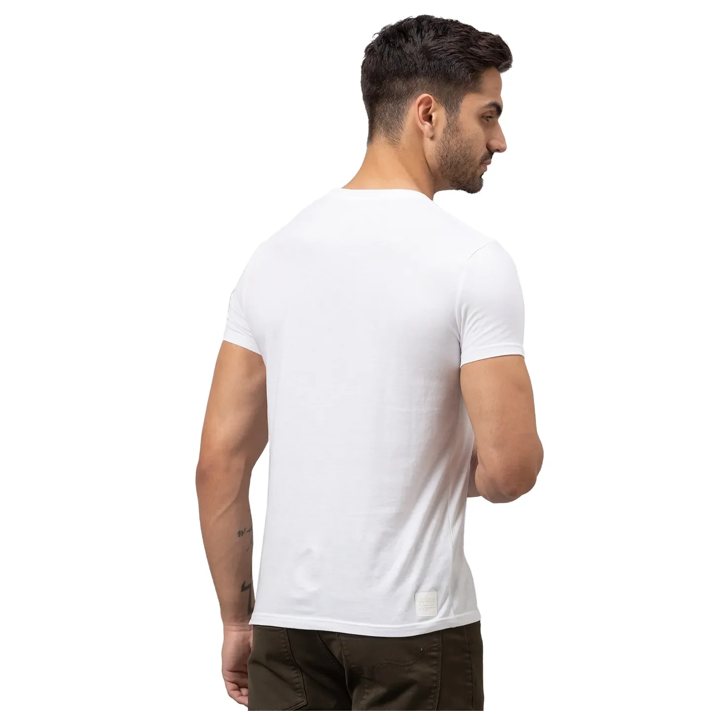 White Slim Straight Fit Men's Short Sleeves T-Shirt by Being Human Clothing - Image 5
